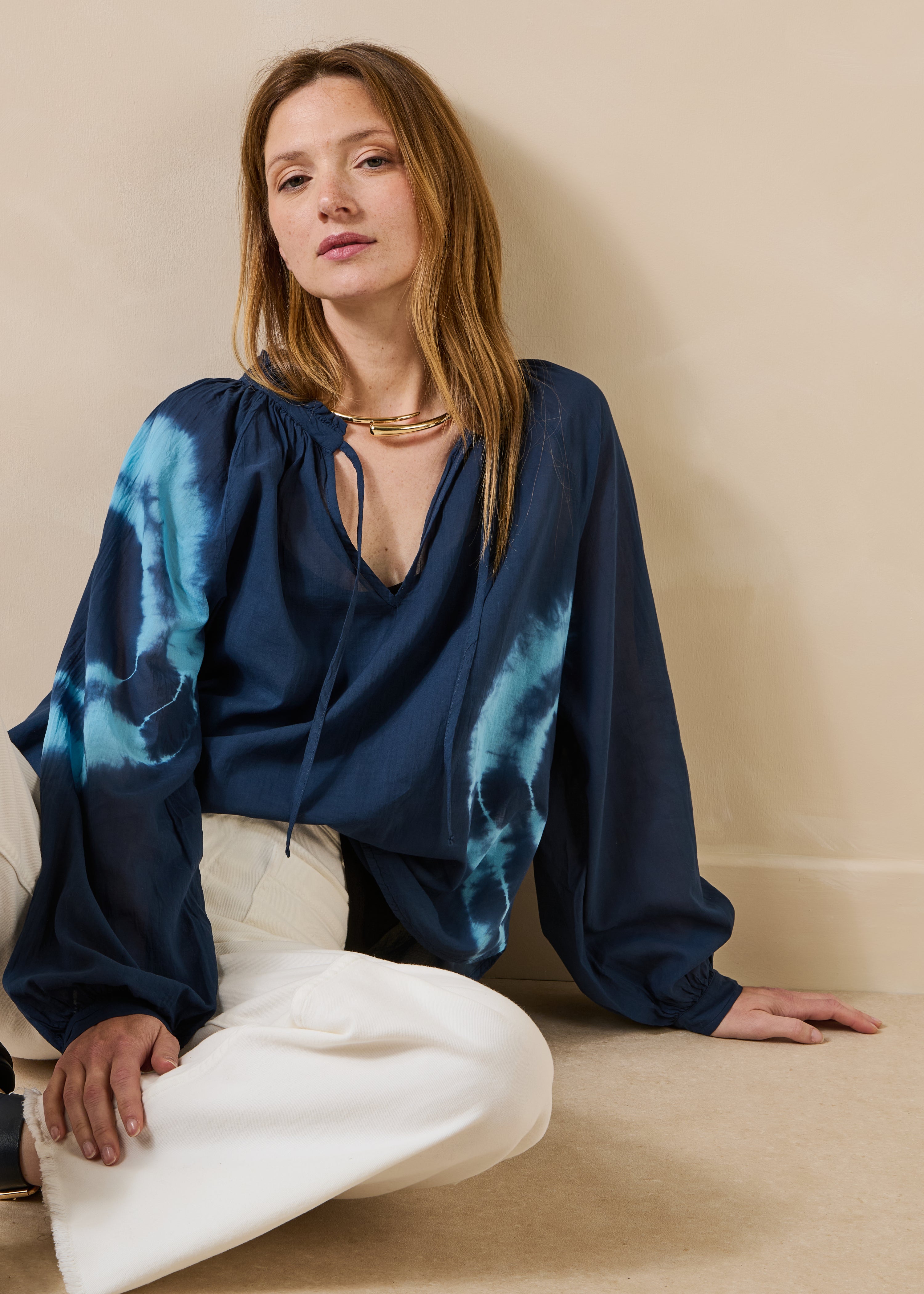 Top en voile de coton imprimé tie & dye, LA FEE MARABOUTEE