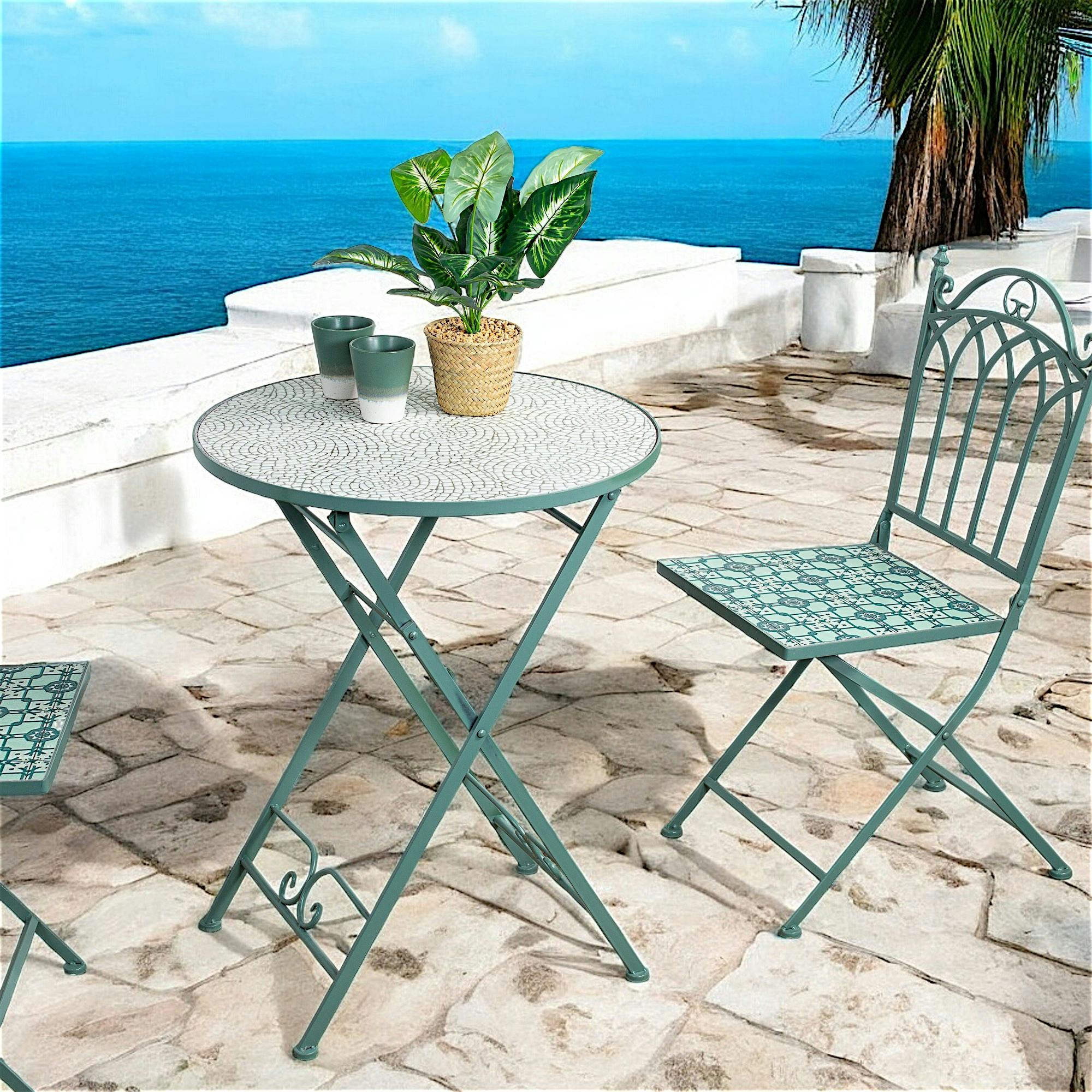 Table de balcon pliante vert d'eau D 60 cm GRENADE, PIER IMPORT