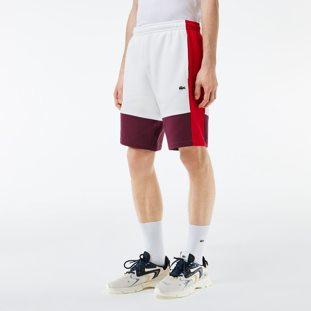 Image of Colour Block Shorts in Cotton Mix