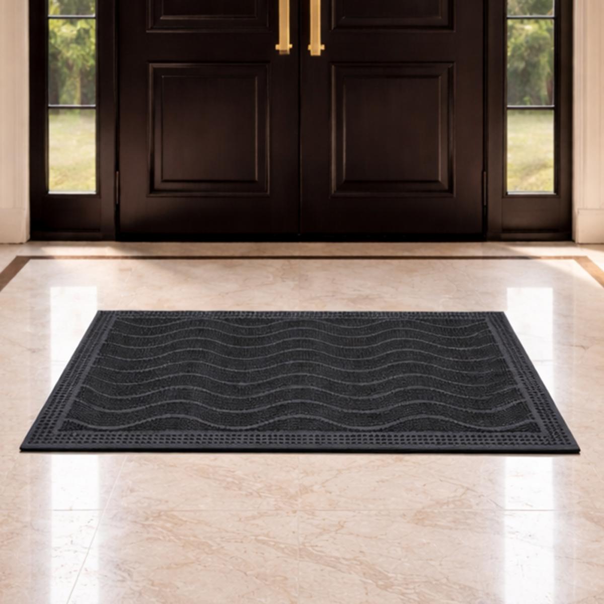 Paillasson géométrique en vagues, kilim tissé naturel, VAGUE P, UN AMOUR DE TAPIS