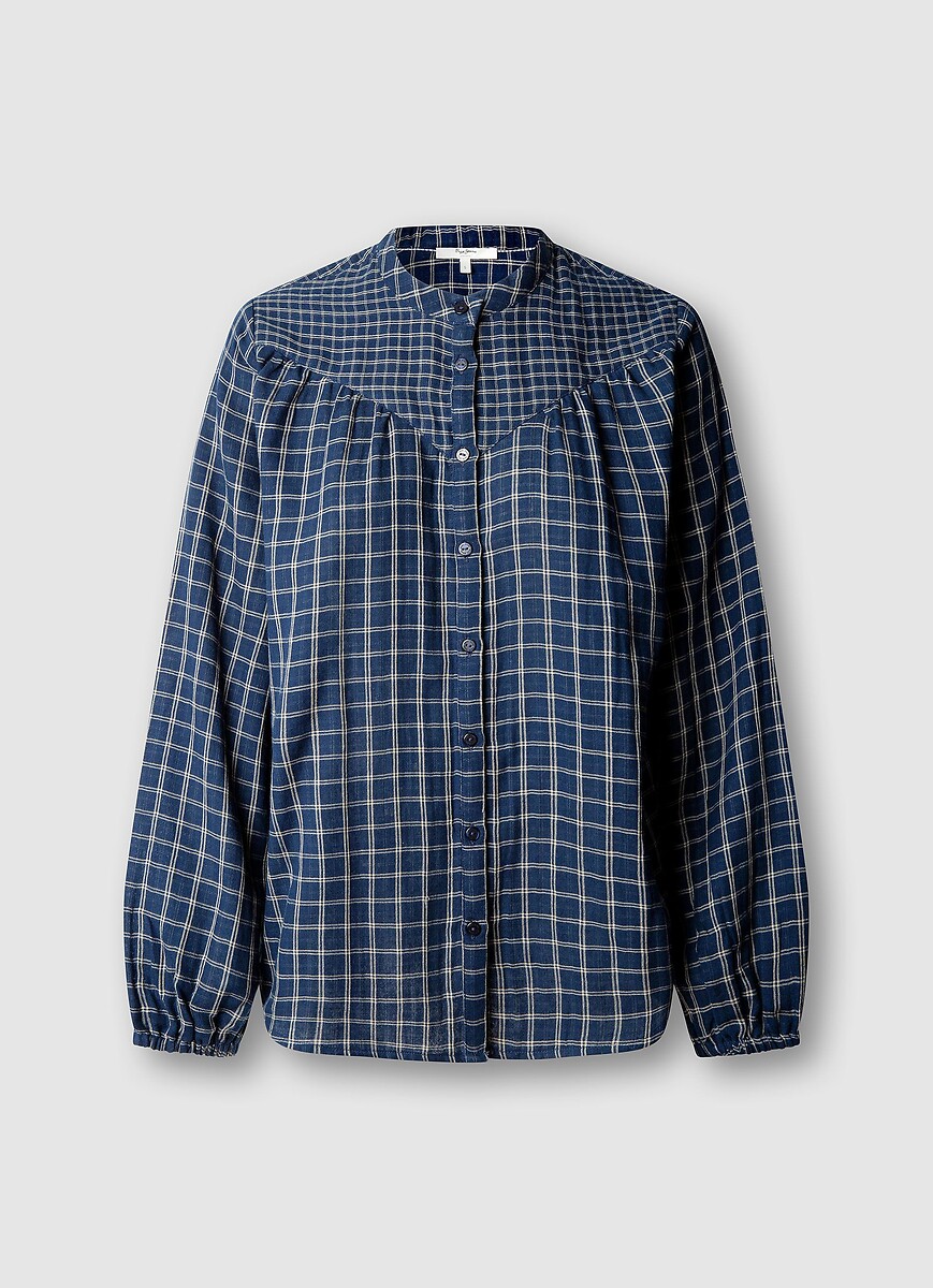Blusa de cuadros, con cuello mao, PEPE JEANS