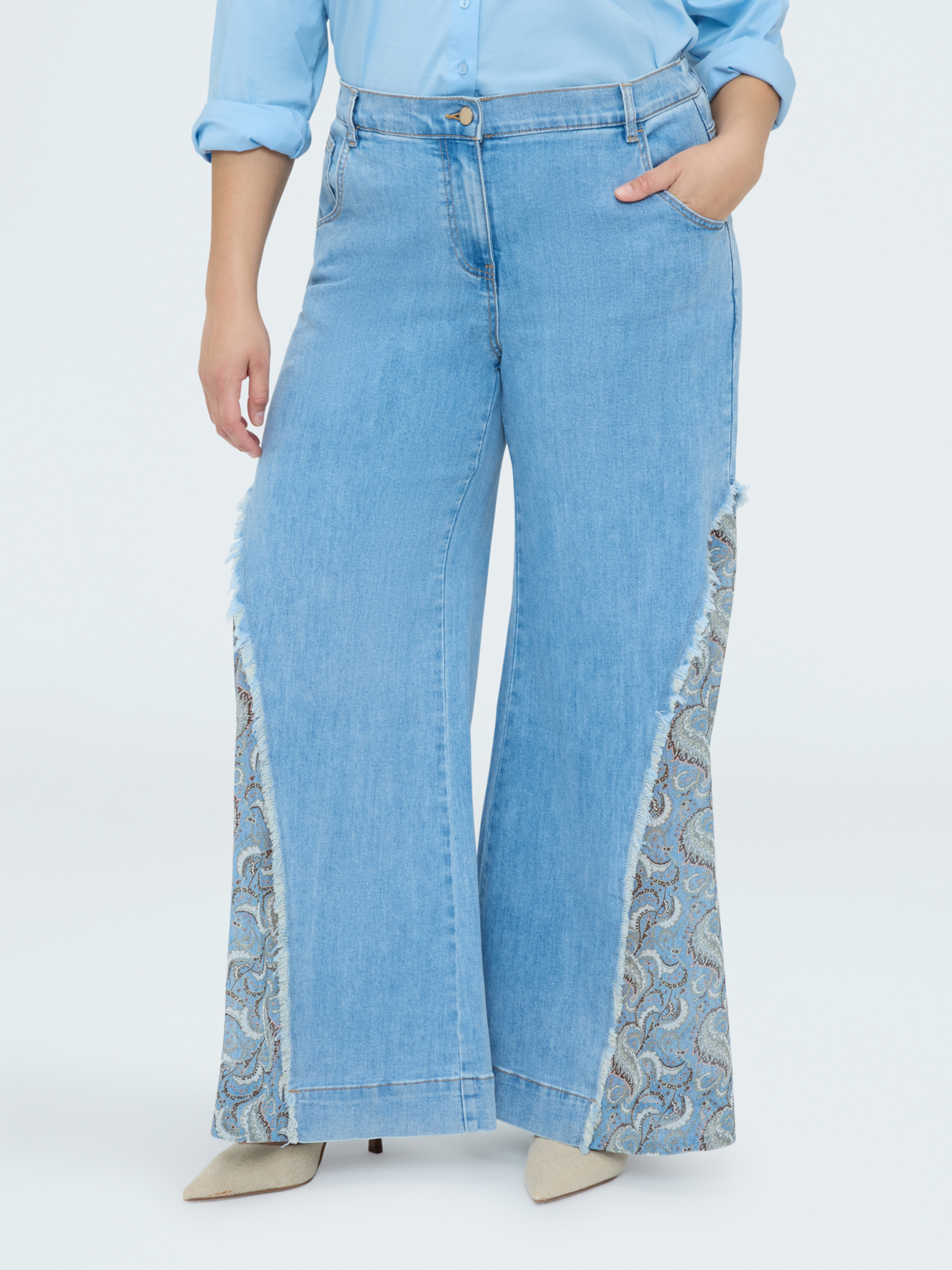Jean Wide Leg avec insert bandana, FIORELLA RUBINO