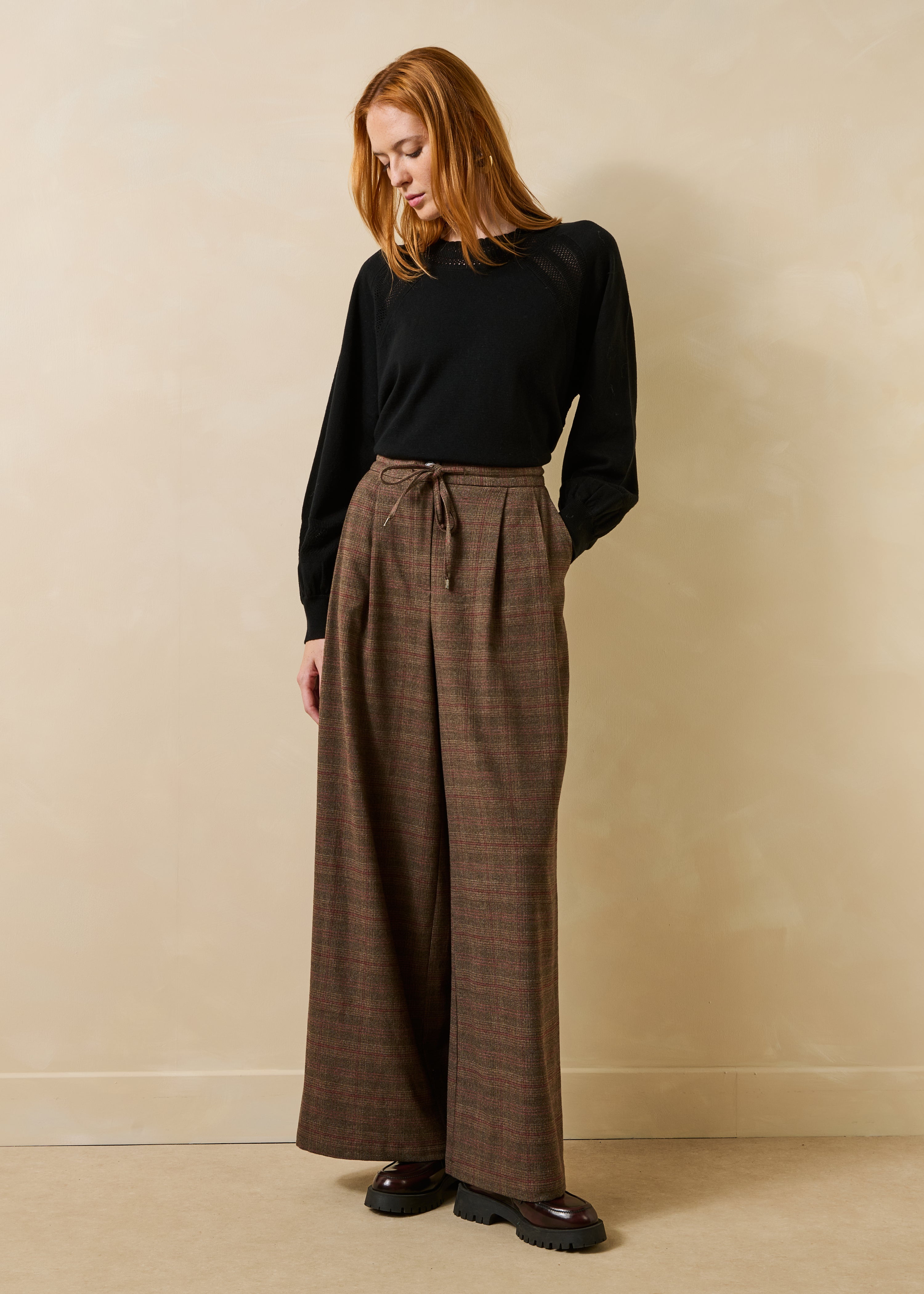 Pantalon large à carreaux, LA FEE MARABOUTEE