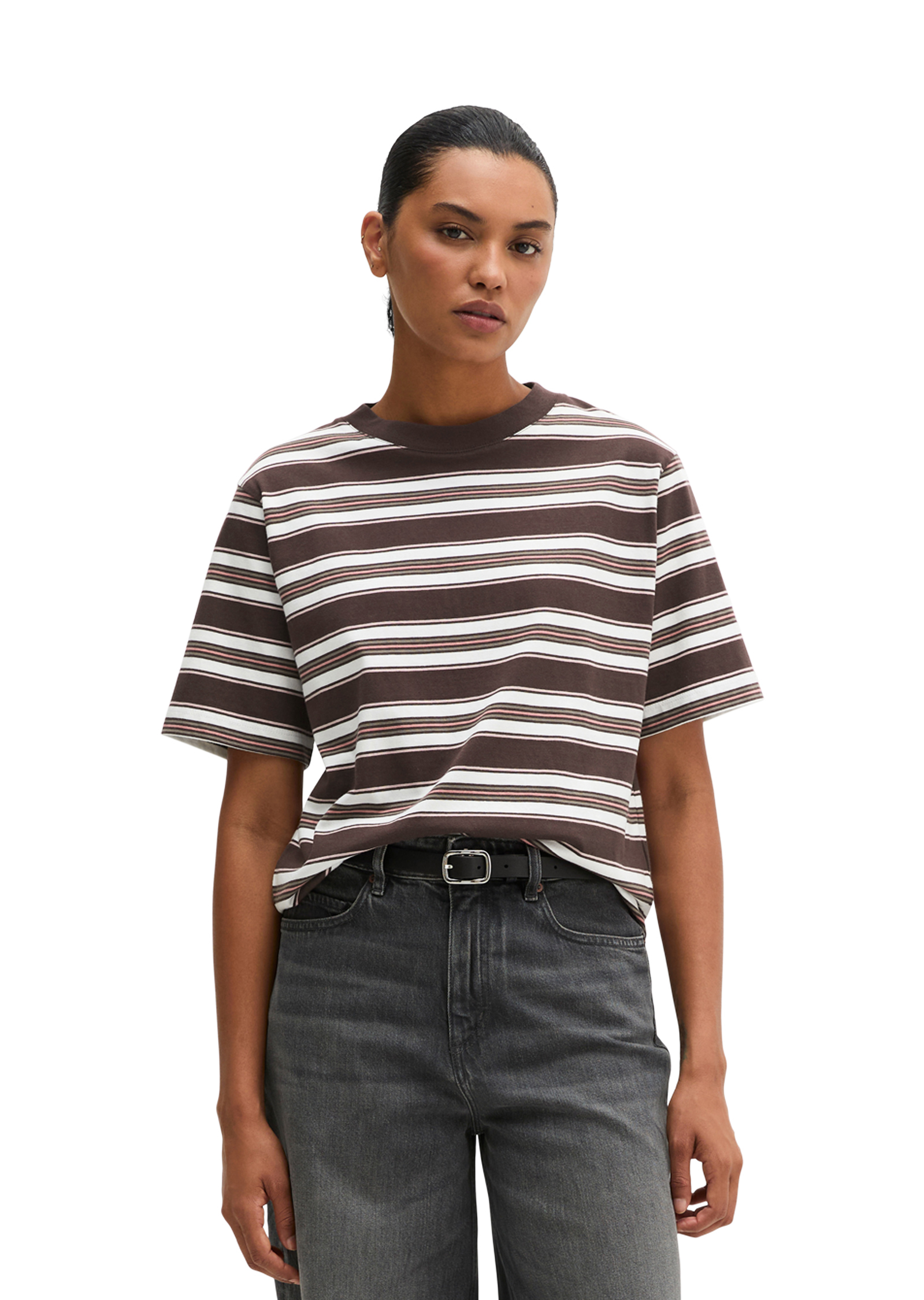 T-shirt rayé coupe décontractée en jersey épais, MARC O'POLO