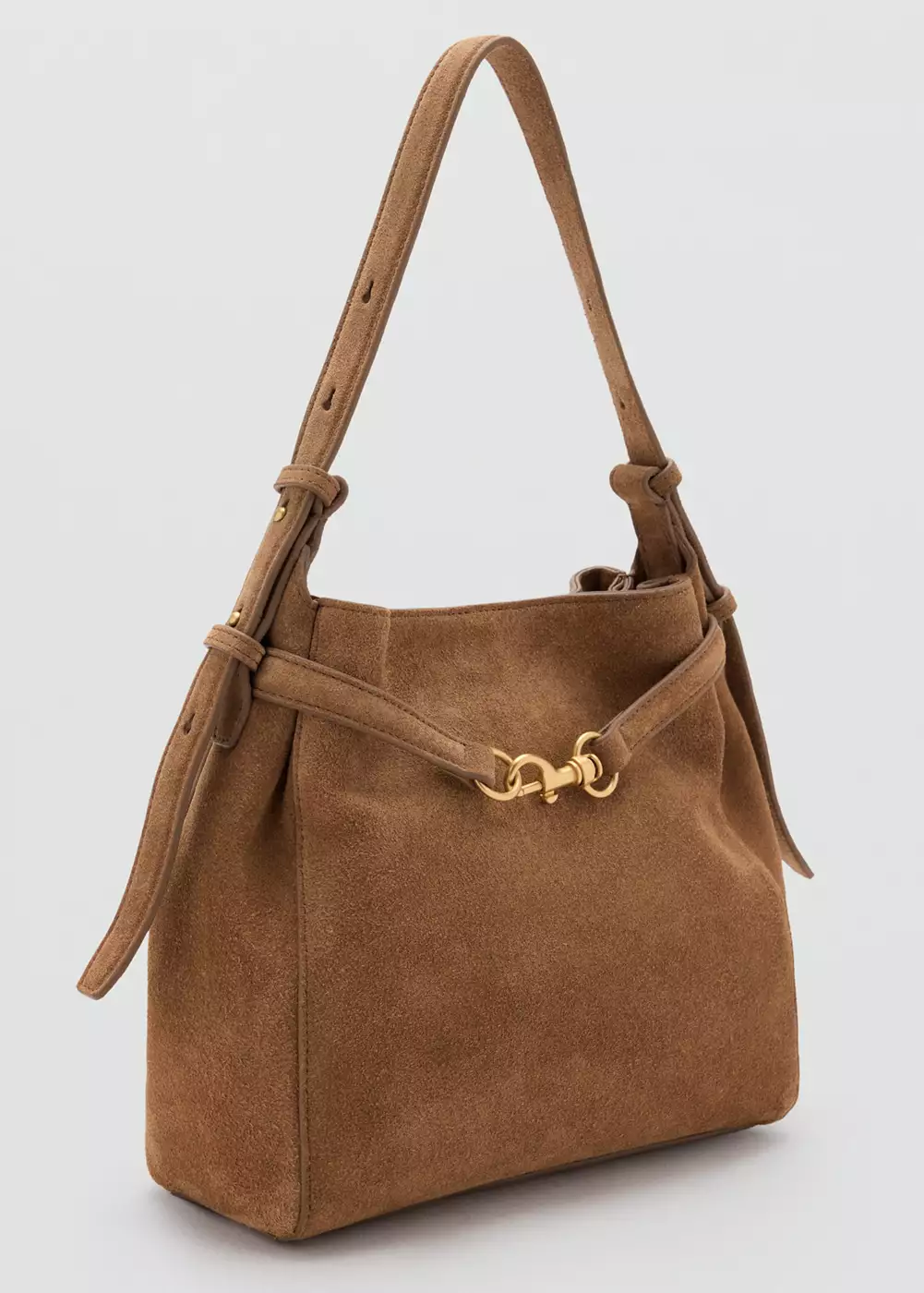 Sac seau en cuir avec mousqueton, MANGO