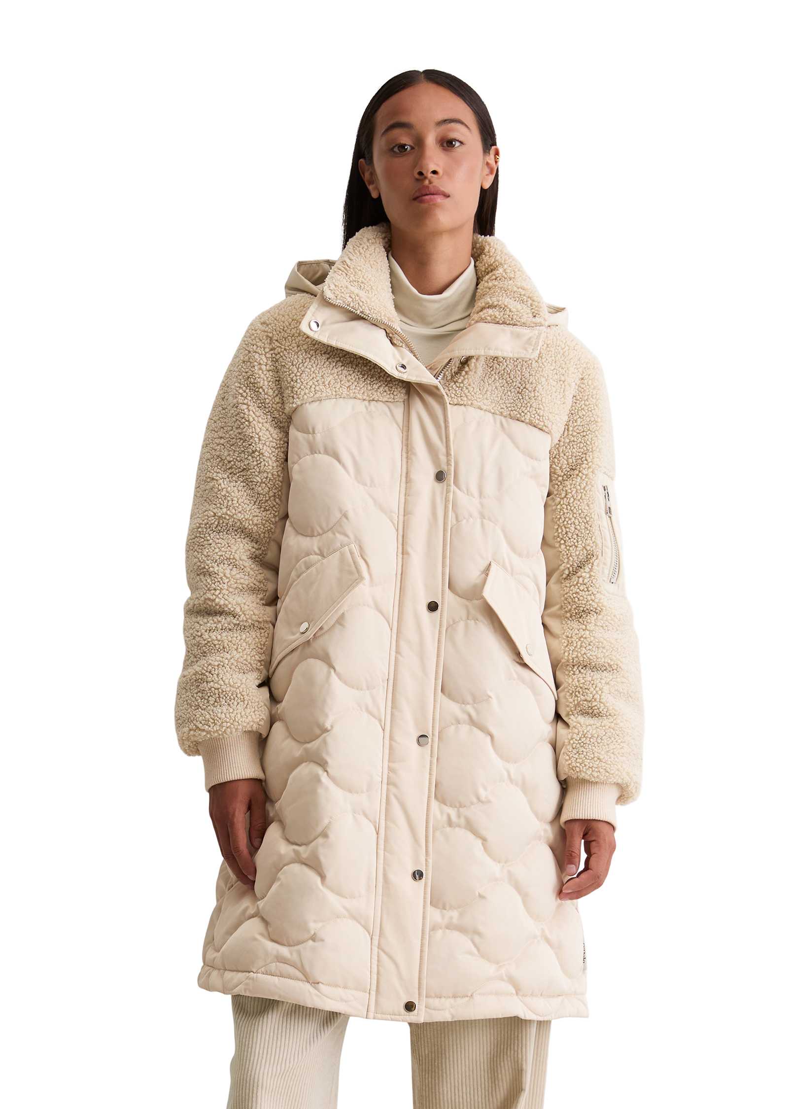 Parka en duvet relaxed avec des détails décontractés en peluche Teddy, MARC O'POLO