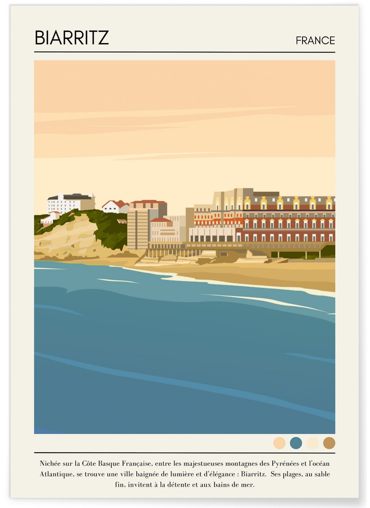 Affiche ville Biarritz Vintage, L'AFFICHERIE