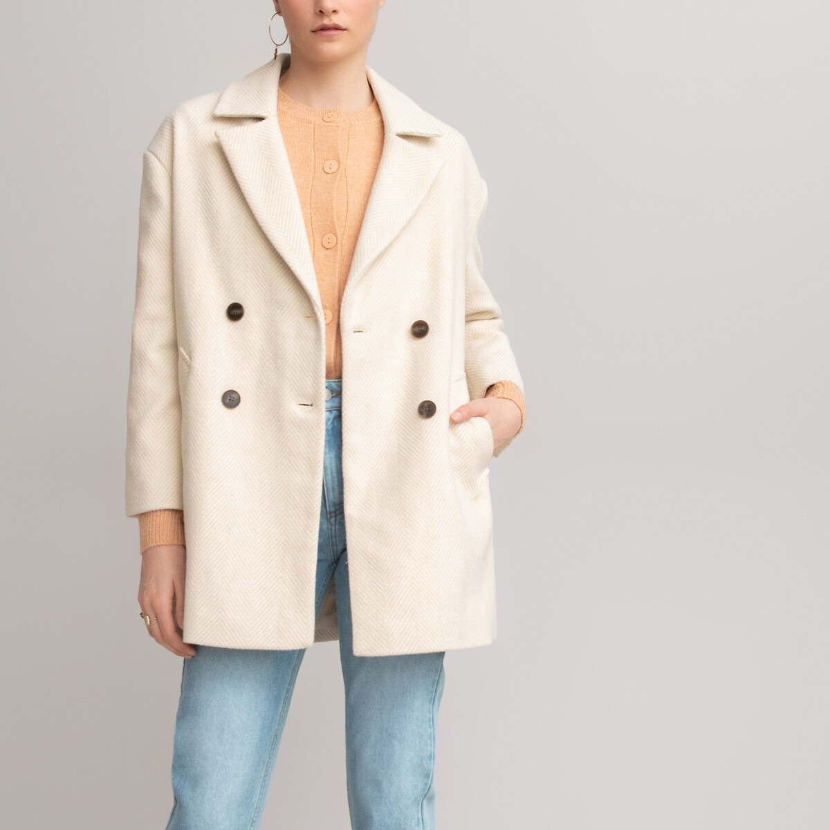 double breasted coat beige