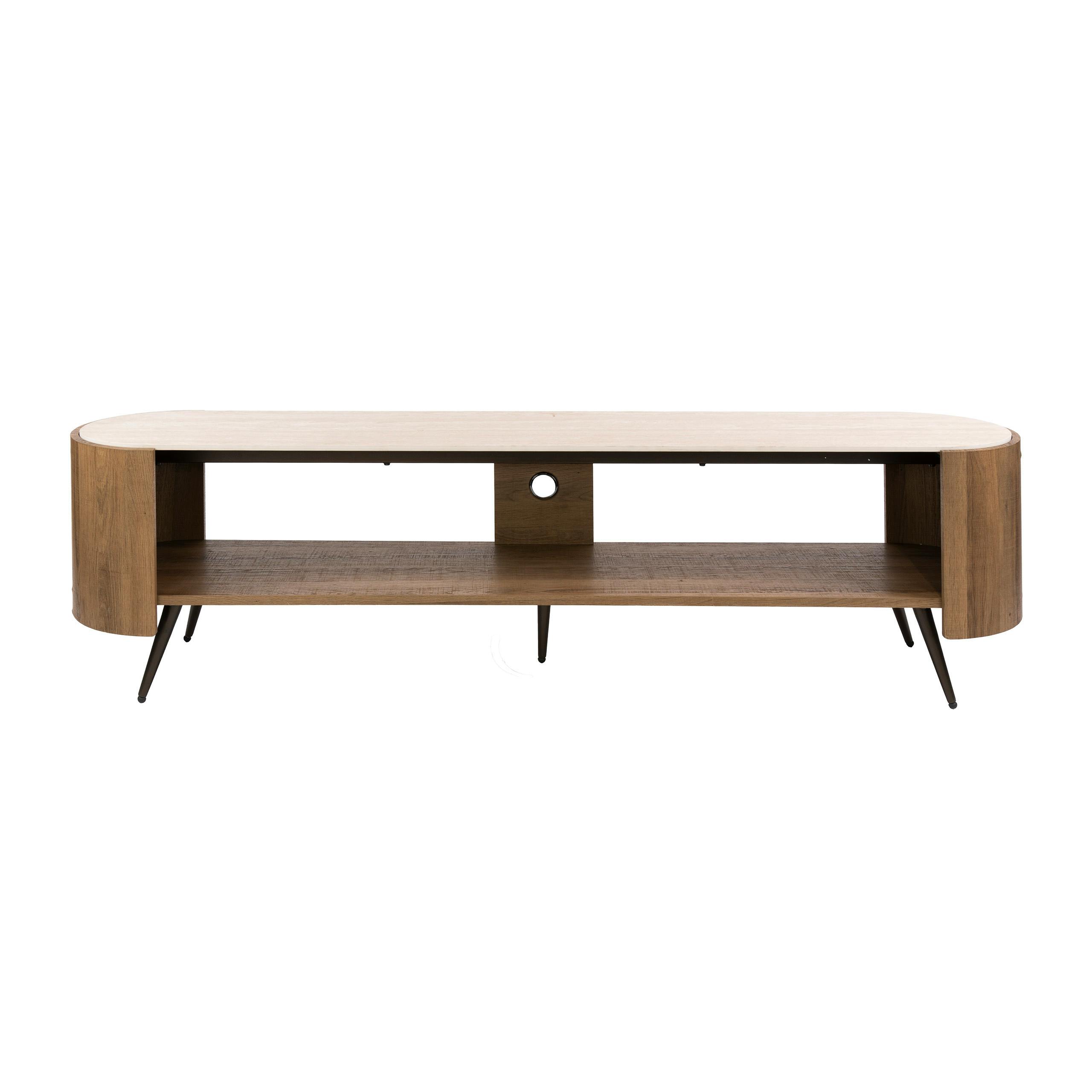 Meuble TV céramique 2 plateaux et pieds obliques ASCOLI, PIER IMPORT