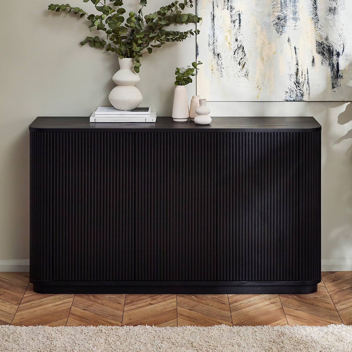 Lucien Fluted Wood 3 Door Sideboard, SO'HOME