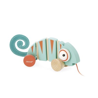 Gamme tropik - caméléon à tirer en bois - jouet eveil - développement de la motricité globale et découverte de l'environ JANOD