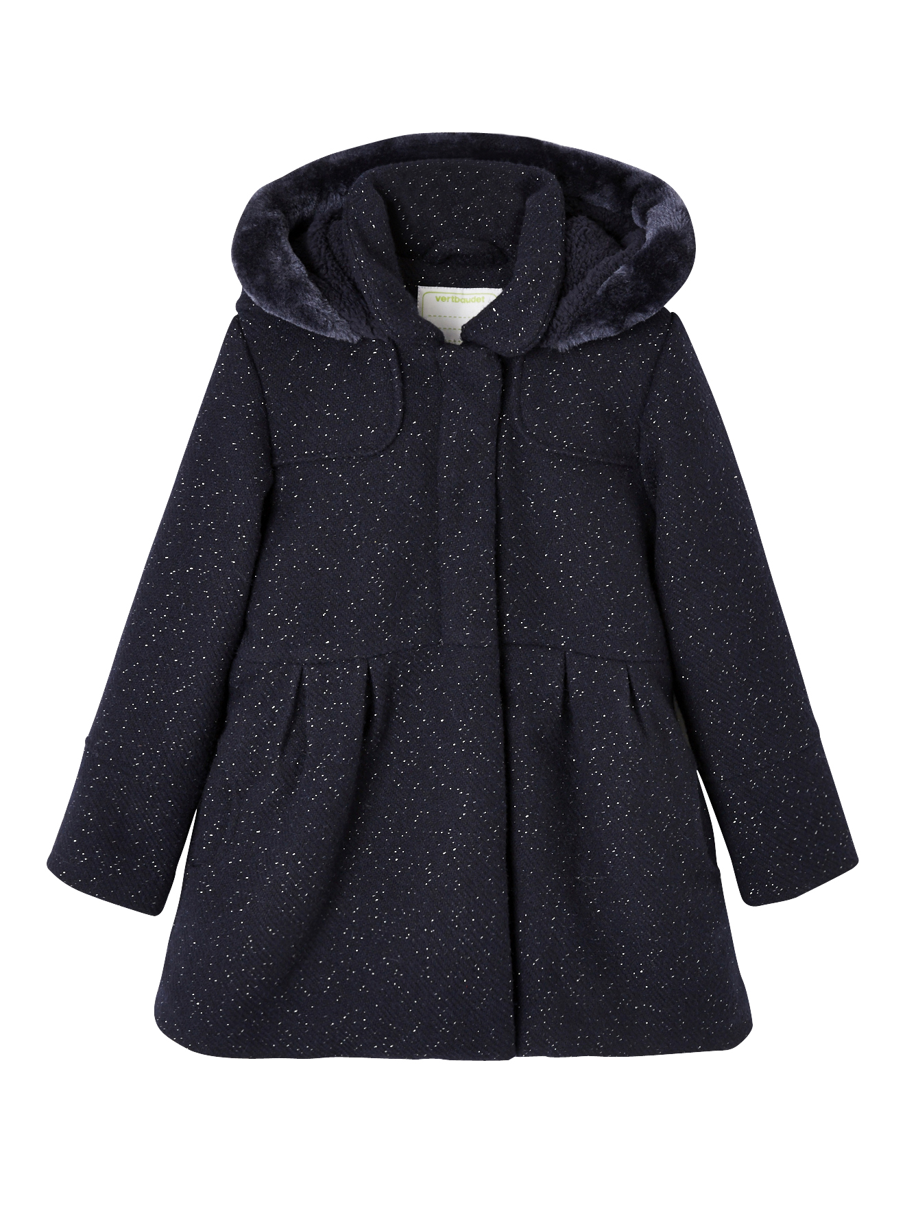Manteau à capuche en drap de laine, VERTBAUDET