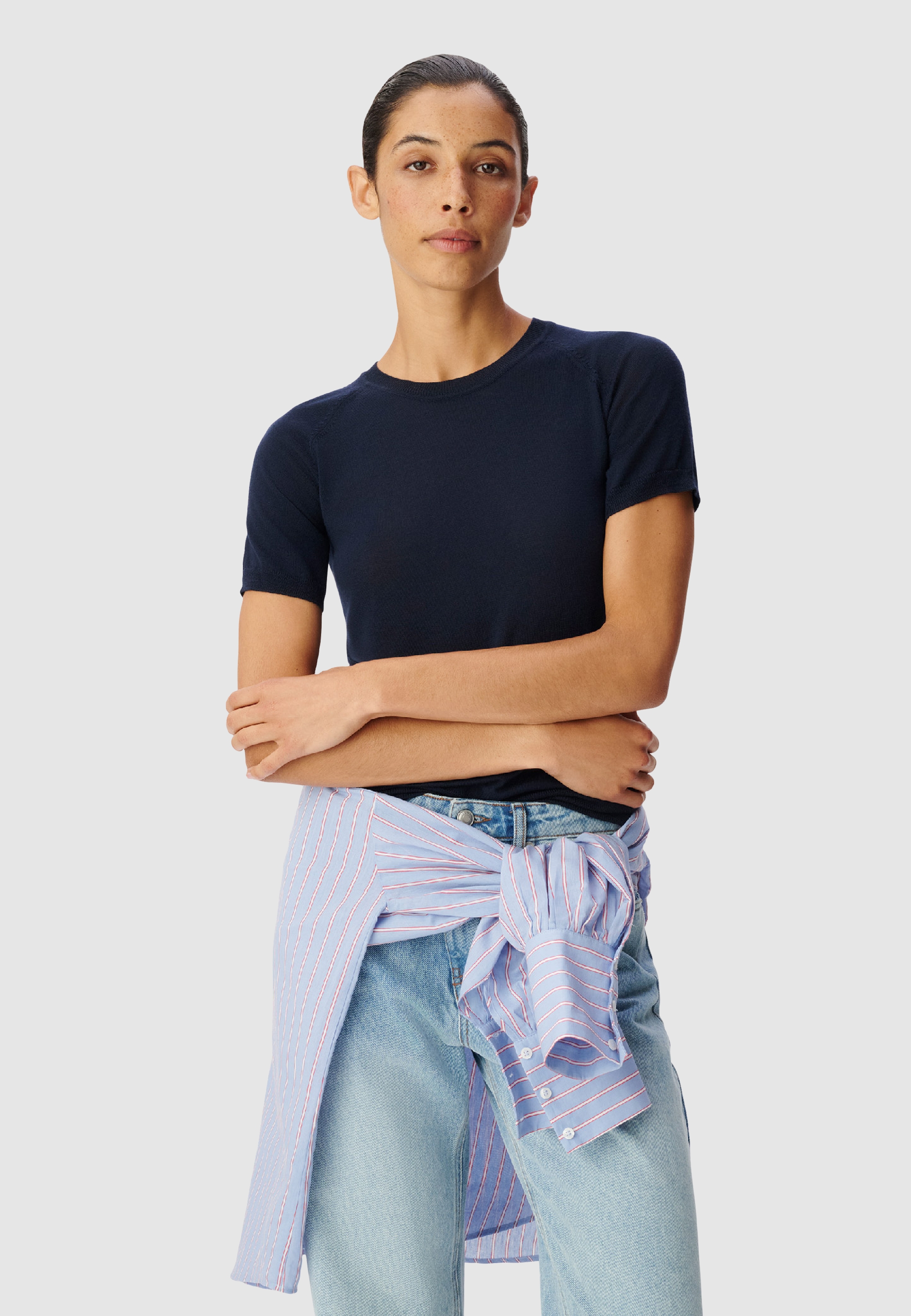 Pull manches courtes tricot en laine, IKKS