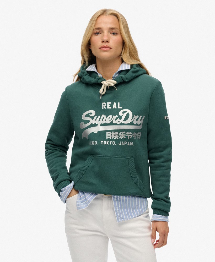 Sweat à capuche métallisé Vintage Logo, SUPERDRY