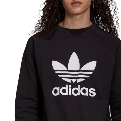 Cotton Crew Neck Sweatshirt with Large Trefoil Logo adidas Originals