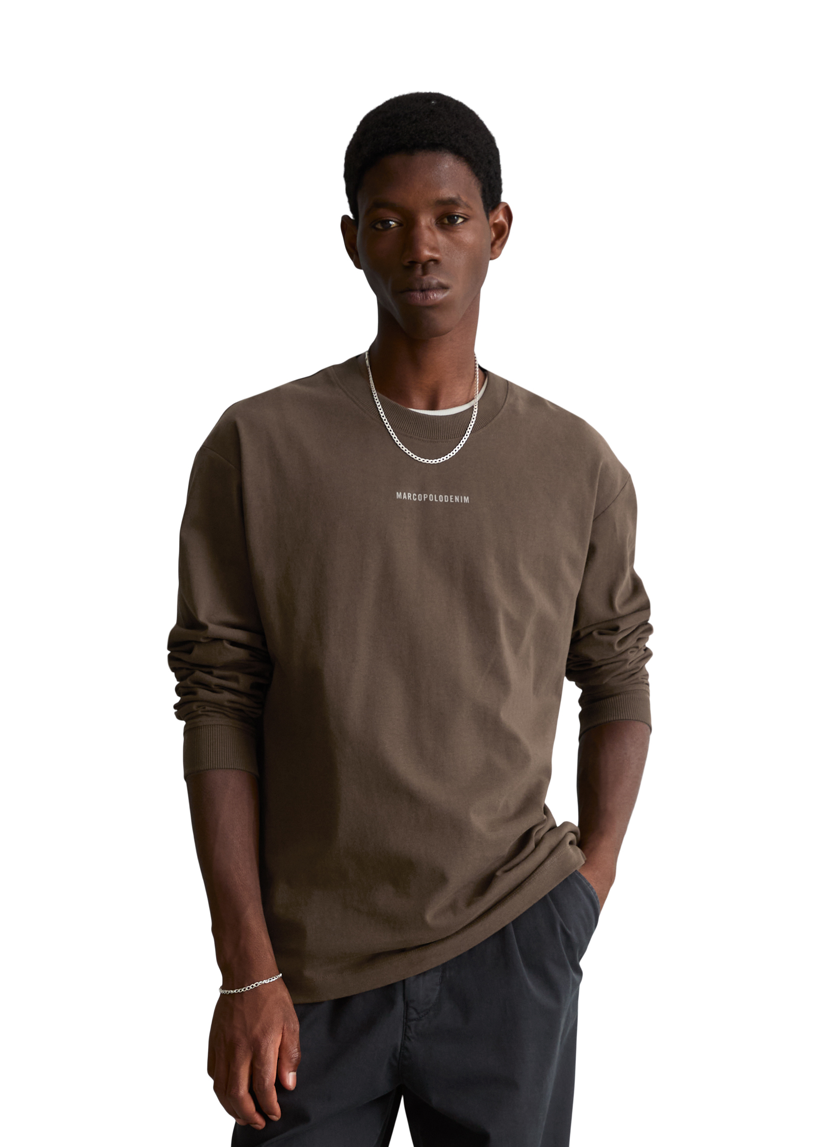 T-shirt à manches longues épais et ample en coton biologique, MARC O’POLO DENIM