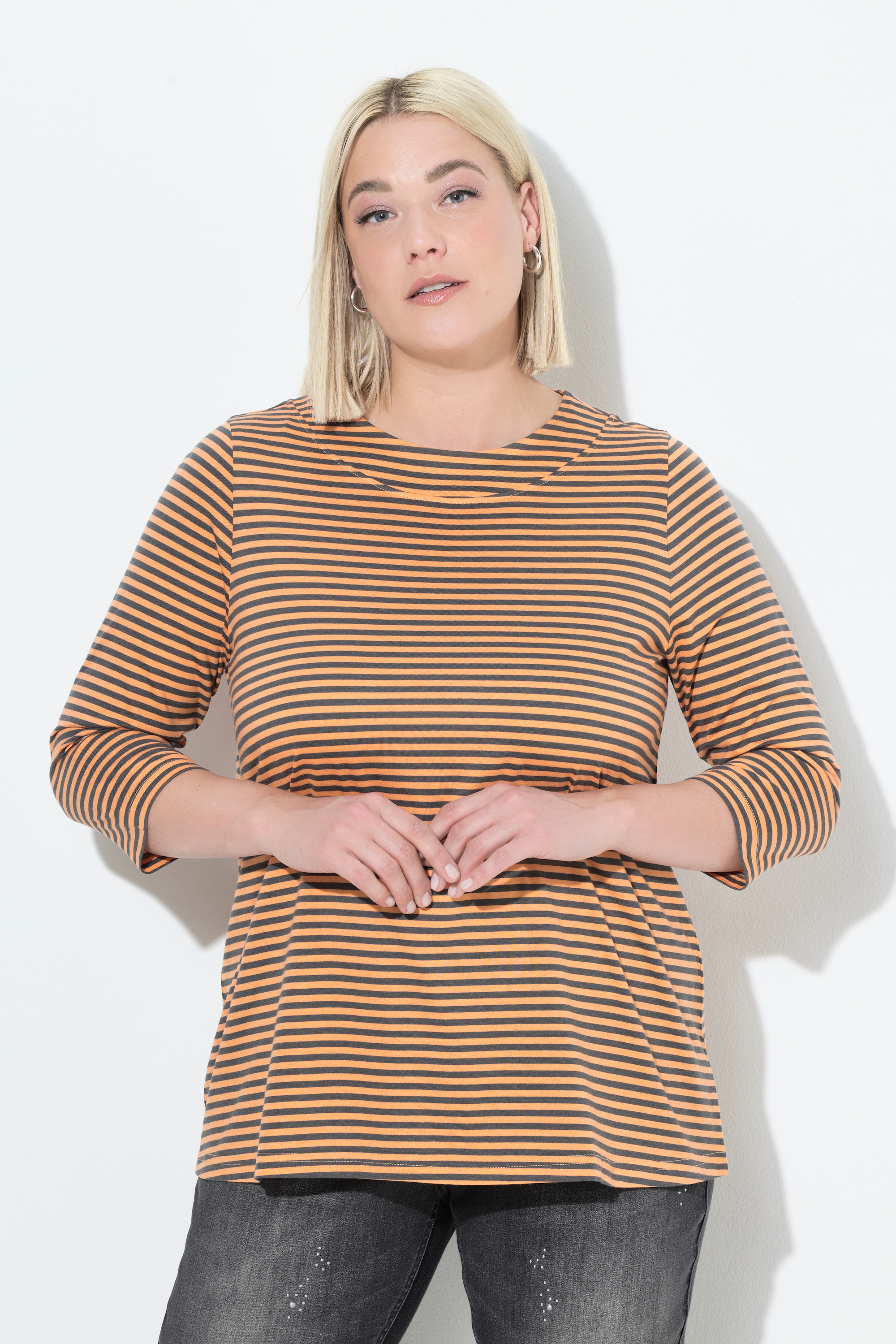 T-shirt rayé, col ras du cou et manches 3/4, ULLA POPKEN
