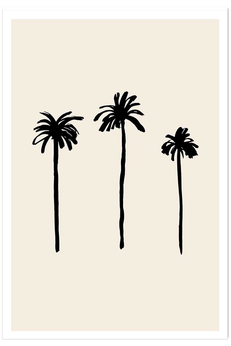 Affiche deco three black palm tree, HEXOA