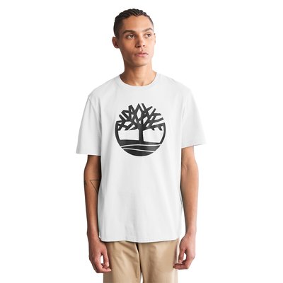 Logo Print Cotton T-Shirt in Regular Fit with Crew Neck TIMBERLAND