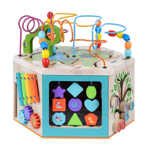 Grand cube d'activités 7 en 1 en bois bébé teamson kids multicolore Teamson  Kids