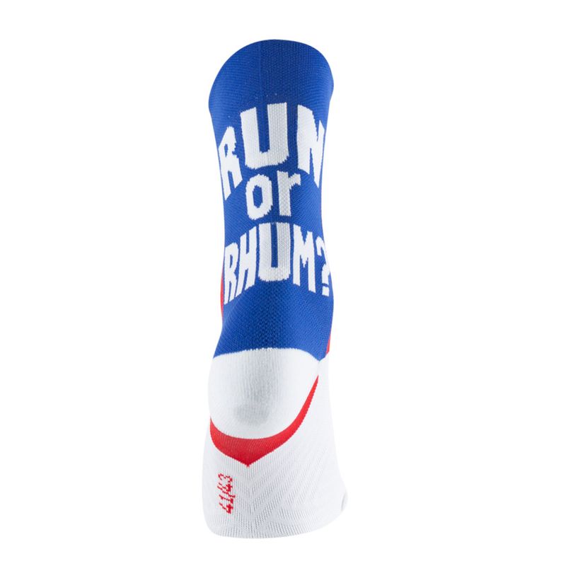 Mi chaussettes de running humoristique run or rhum blanc Thyo