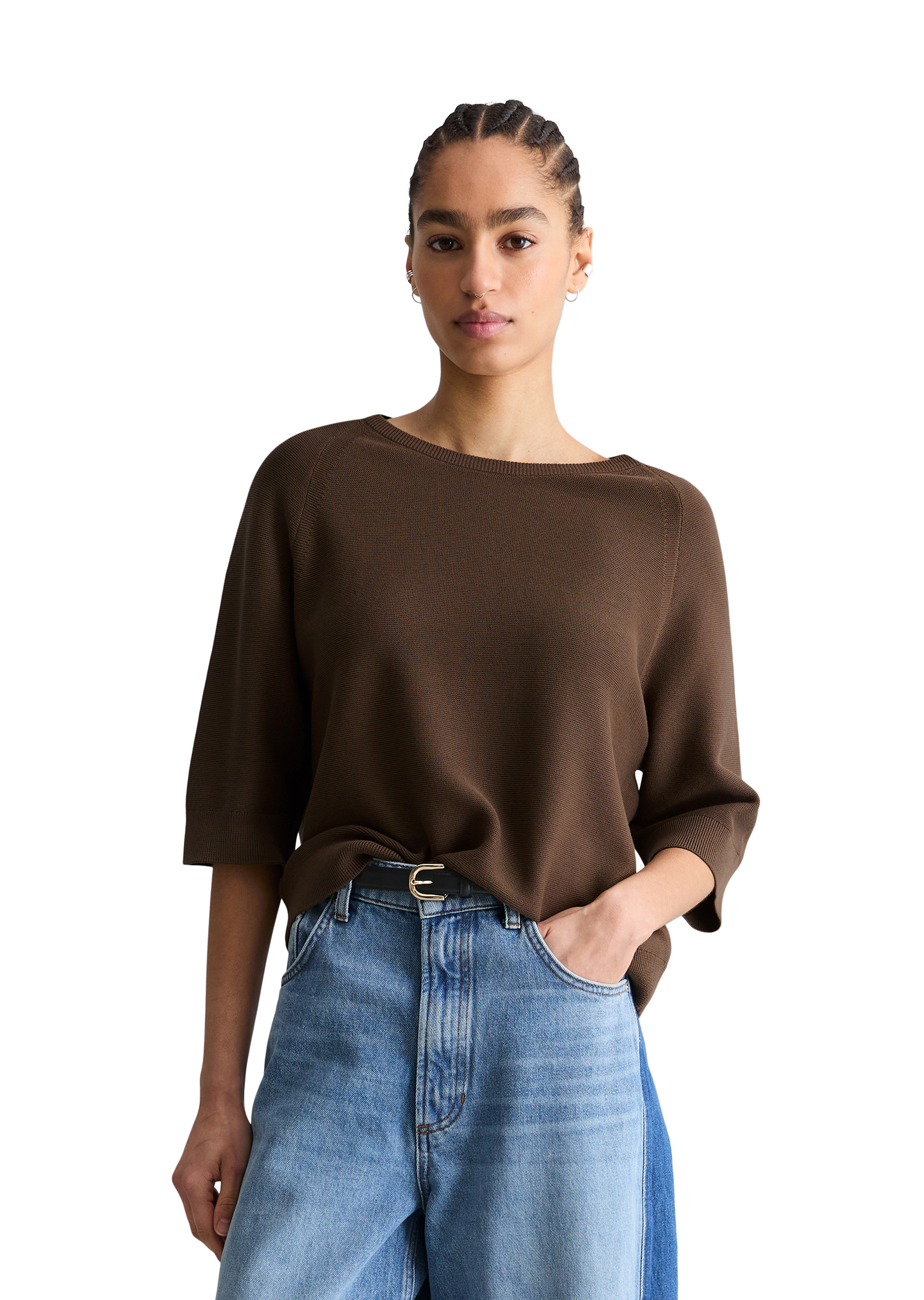 Pull ample en fil de coton compact, MARC O’POLO DENIM