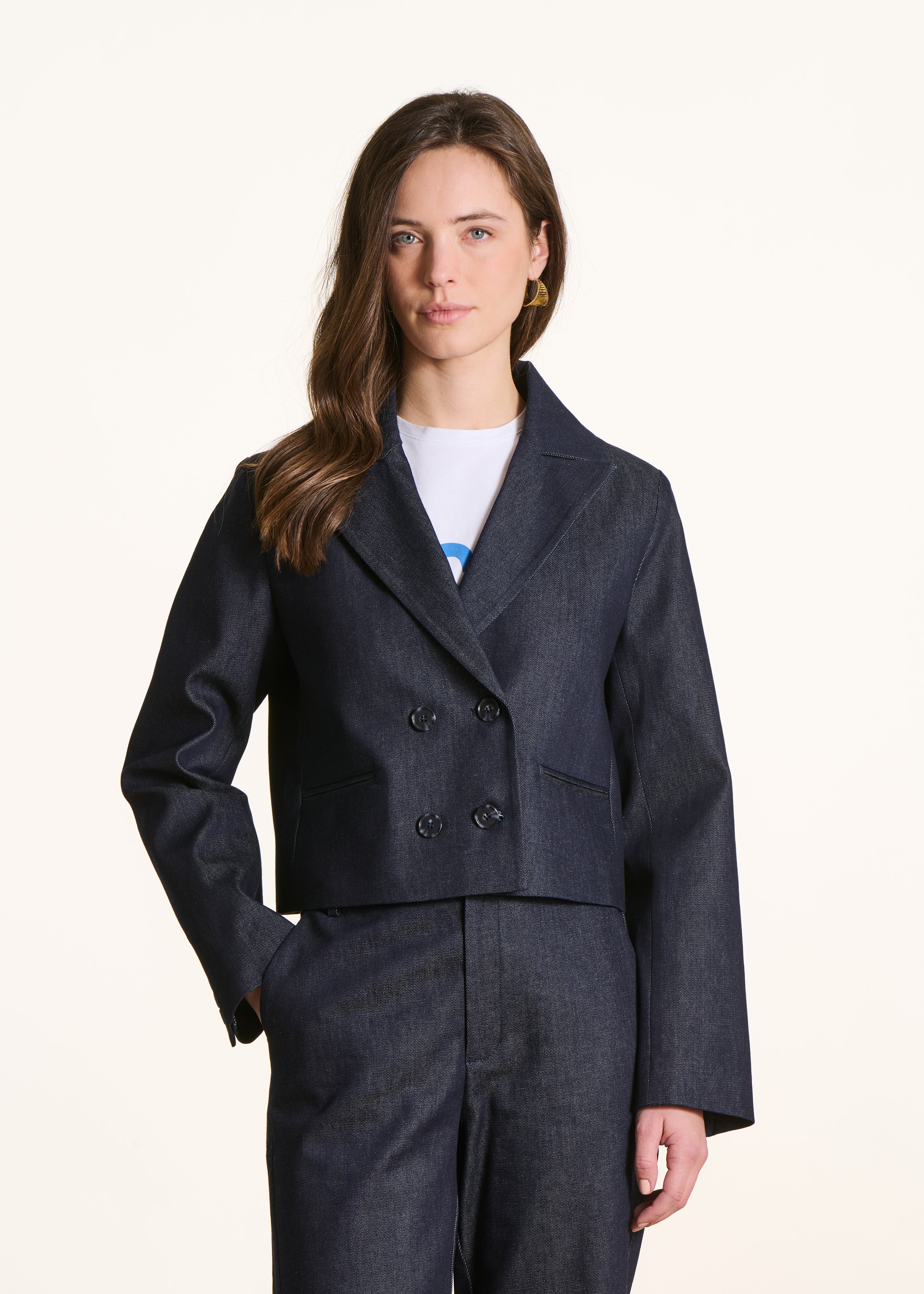 Veste courte en denim, LA FEE MARABOUTEE