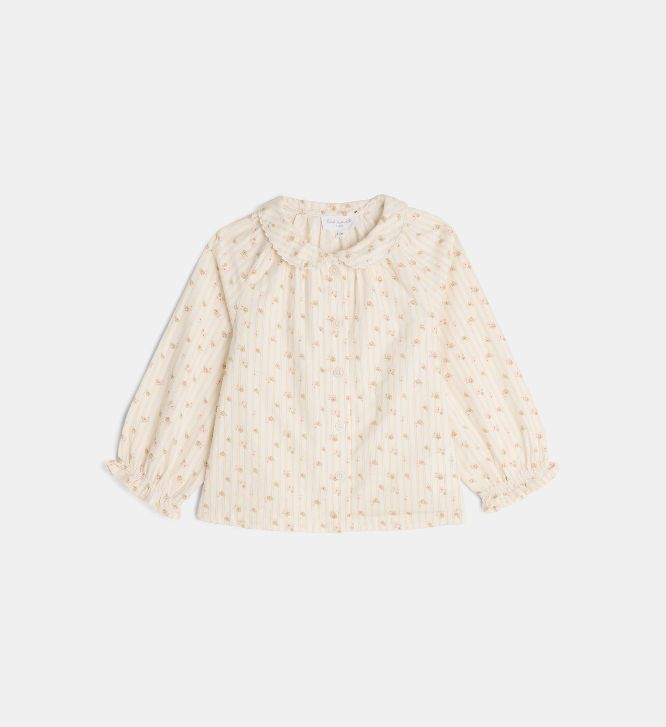 Blouse évasée talouve fla fleurs rayures coton bio, CADET ROUSSELLE