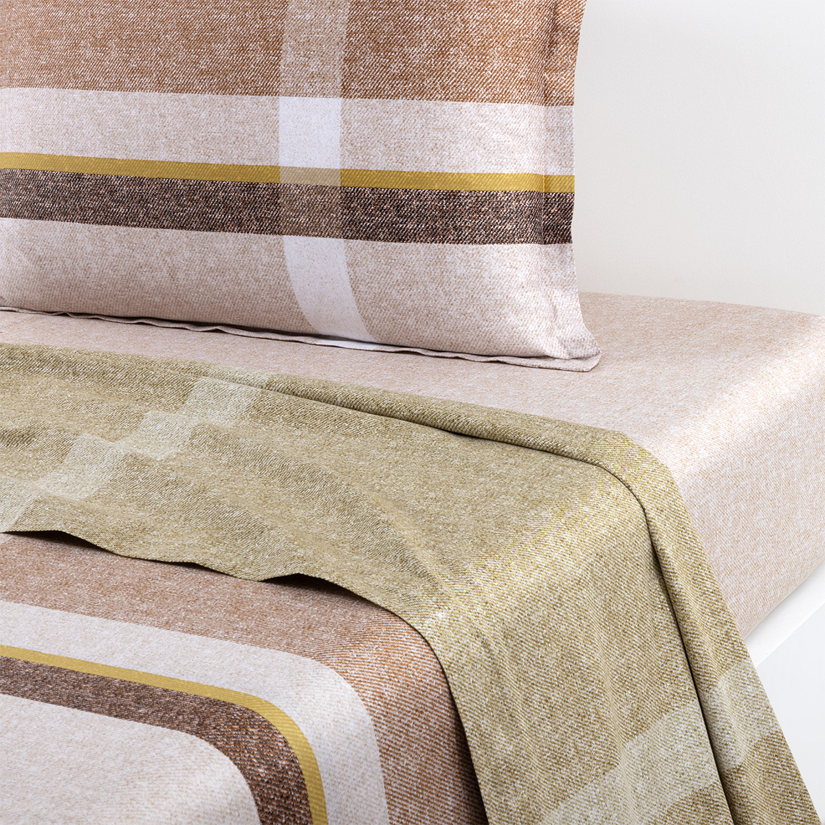 Drap plat en satin de coton marron, LOOMIS, BOSS HOME