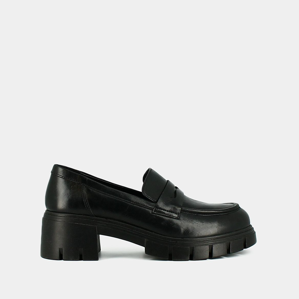 Aron Leather Loafers with Chunky Heel