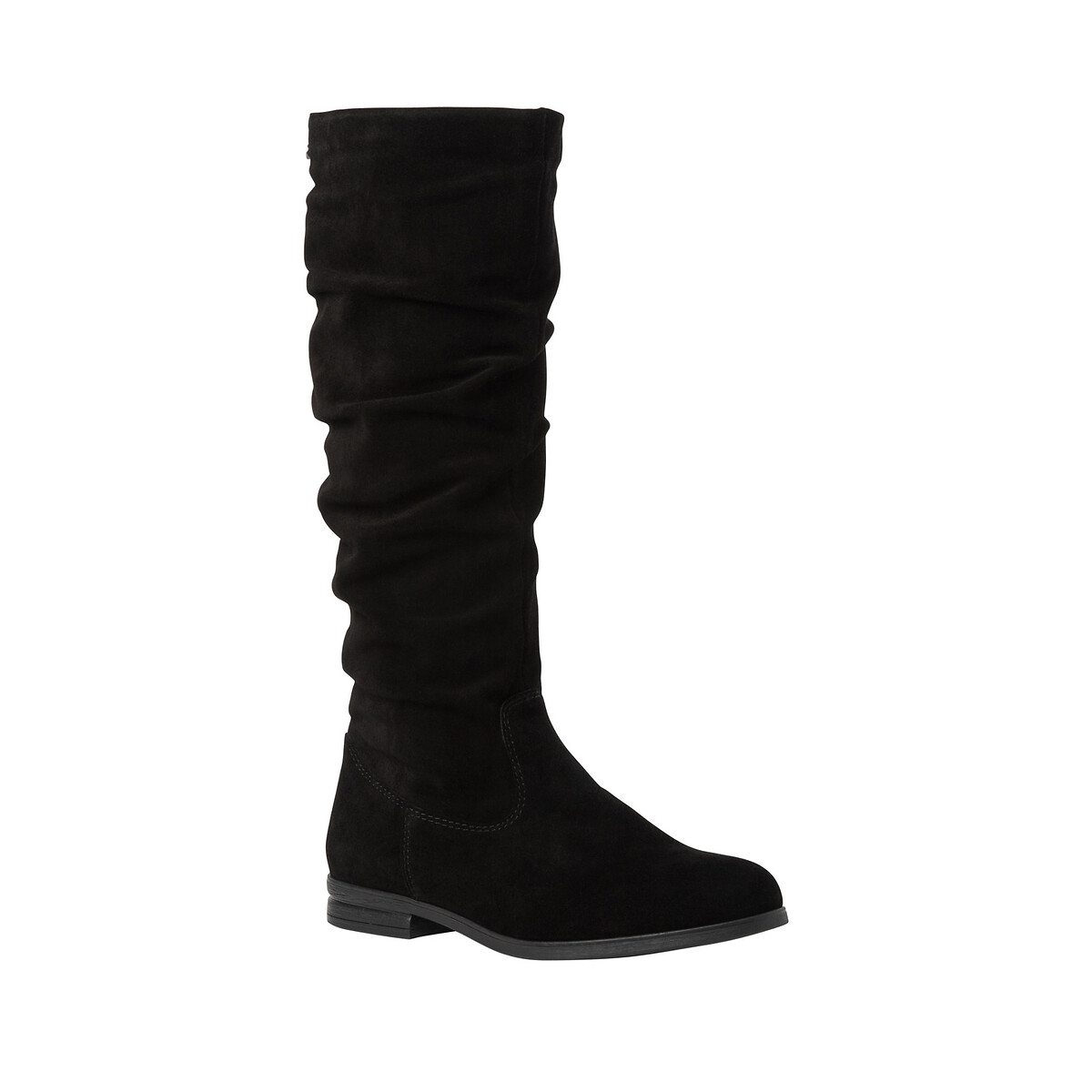 tall black suede boots flat