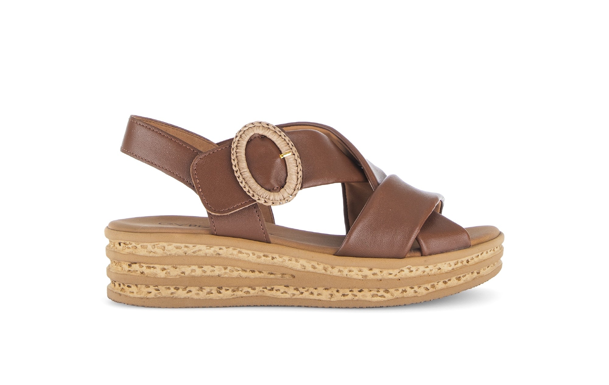Sandales en cuir à talon compensé, GABOR