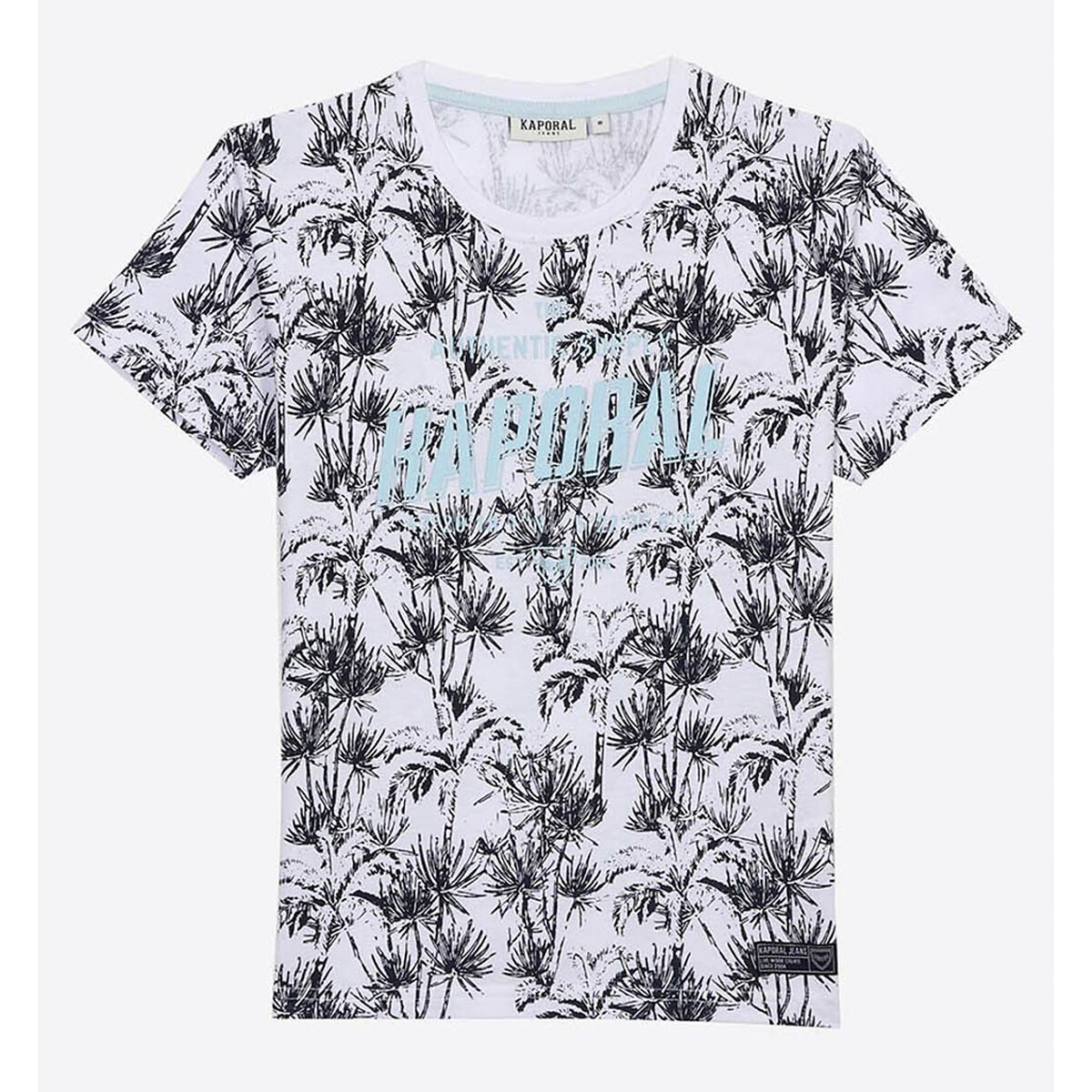 Palm Tree Print T-Shirt in Cotton with Short Sleeves, 10-16 Years