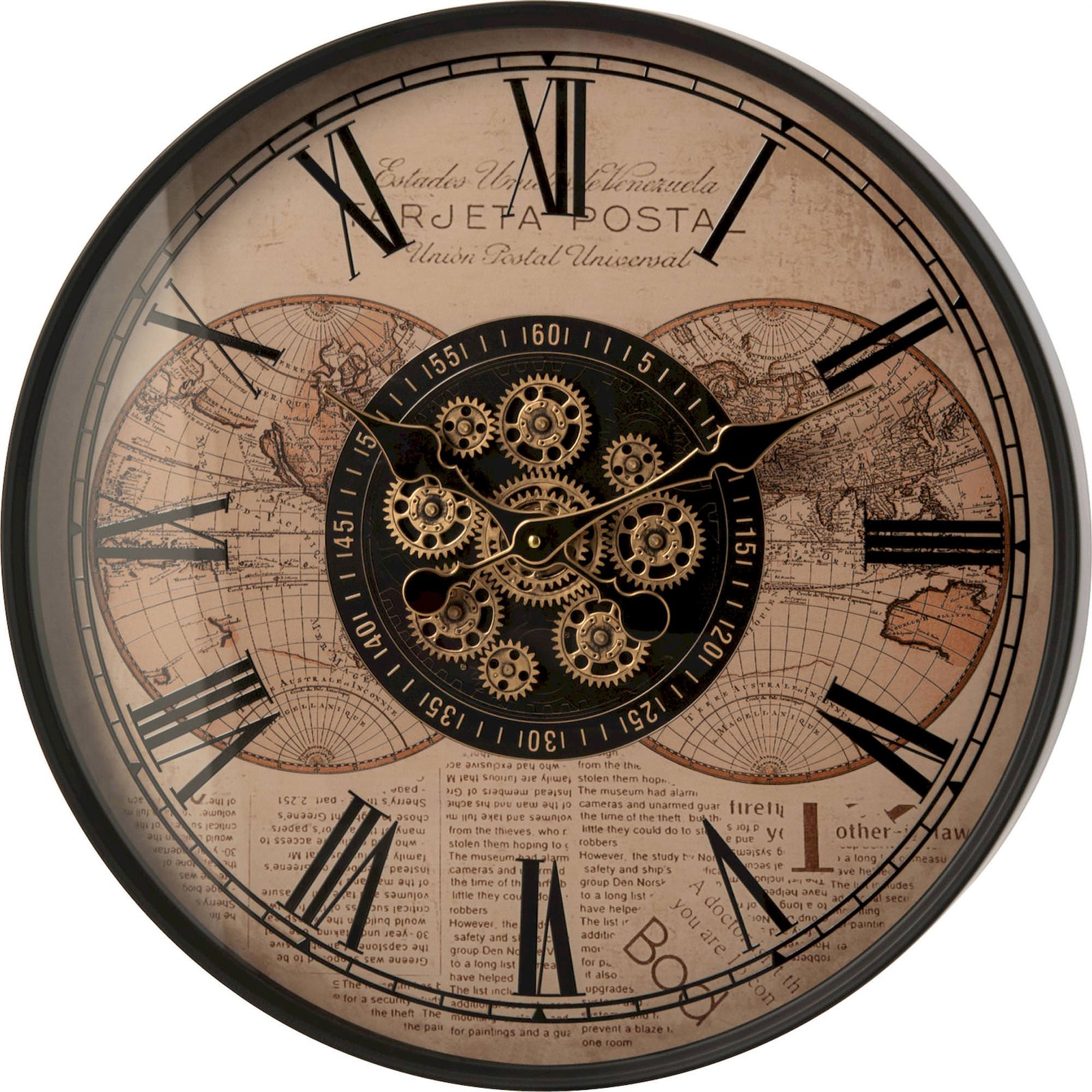 Horloge murale en métal esprit vintage, RECOLLECTION