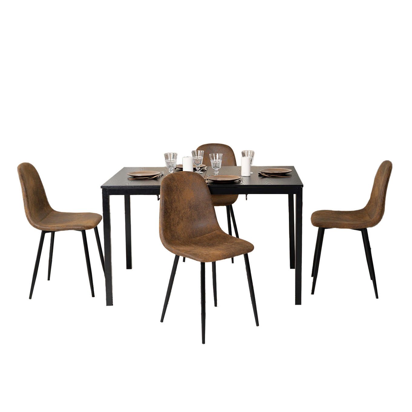 Ensemble de table à manger extensible à allonge avec 4 chaises, BARI4PCSSET, MEUBLES COSY