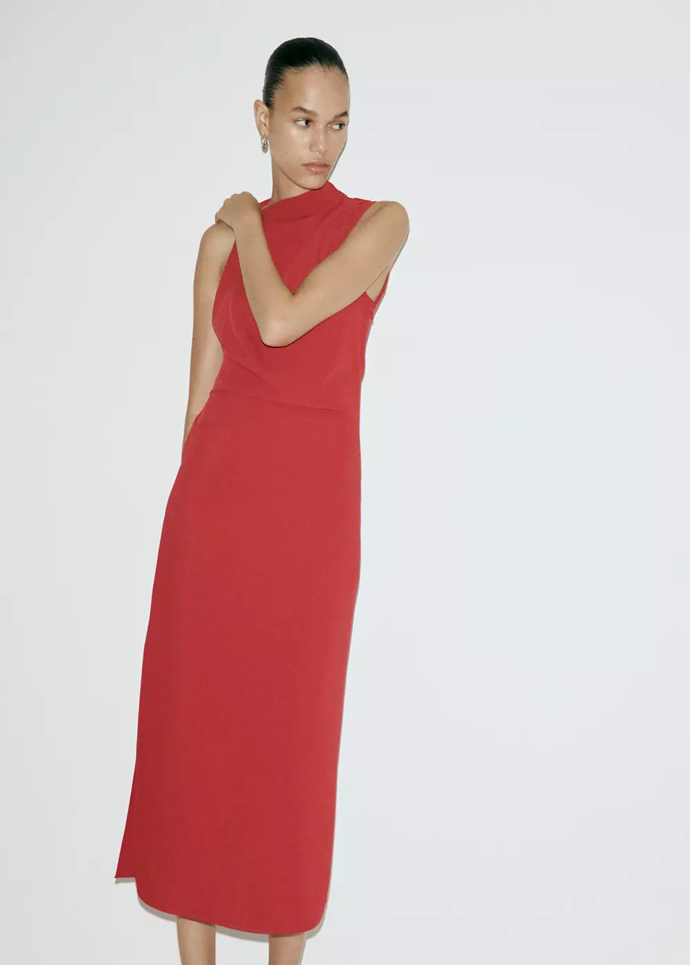 Robe drapée fente latérale, MANGO