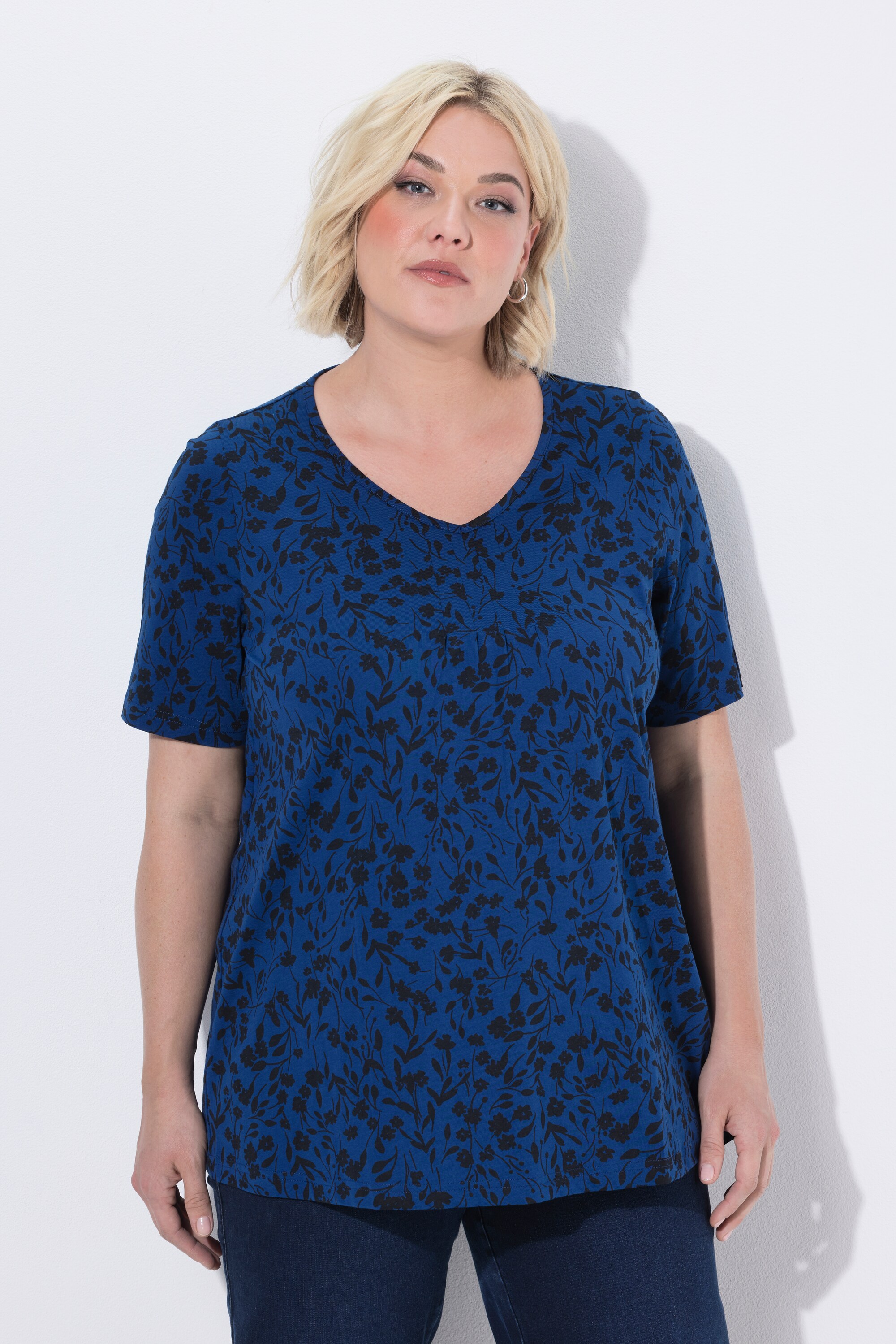 T-shirt motif floral et plis fantaisie, ULLA POPKEN