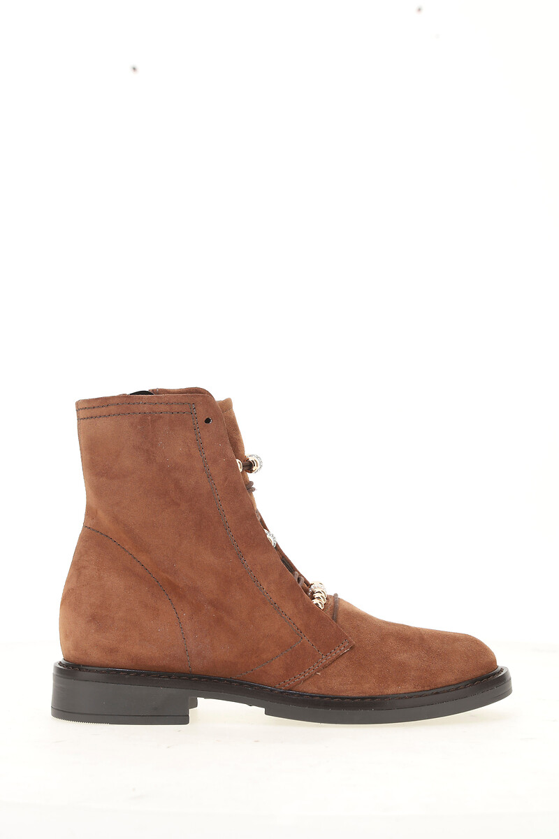 Suede Ankle Boots with Jewelled Front, MJUS