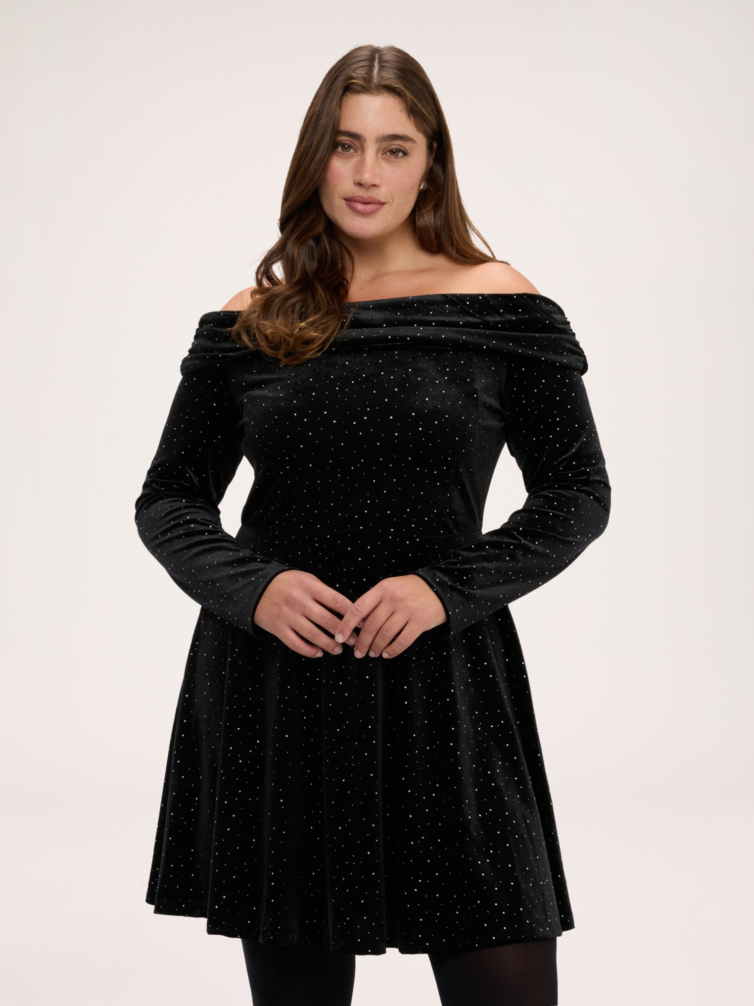 Robe épaules dénudées avec strass, FIORELLA RUBINO