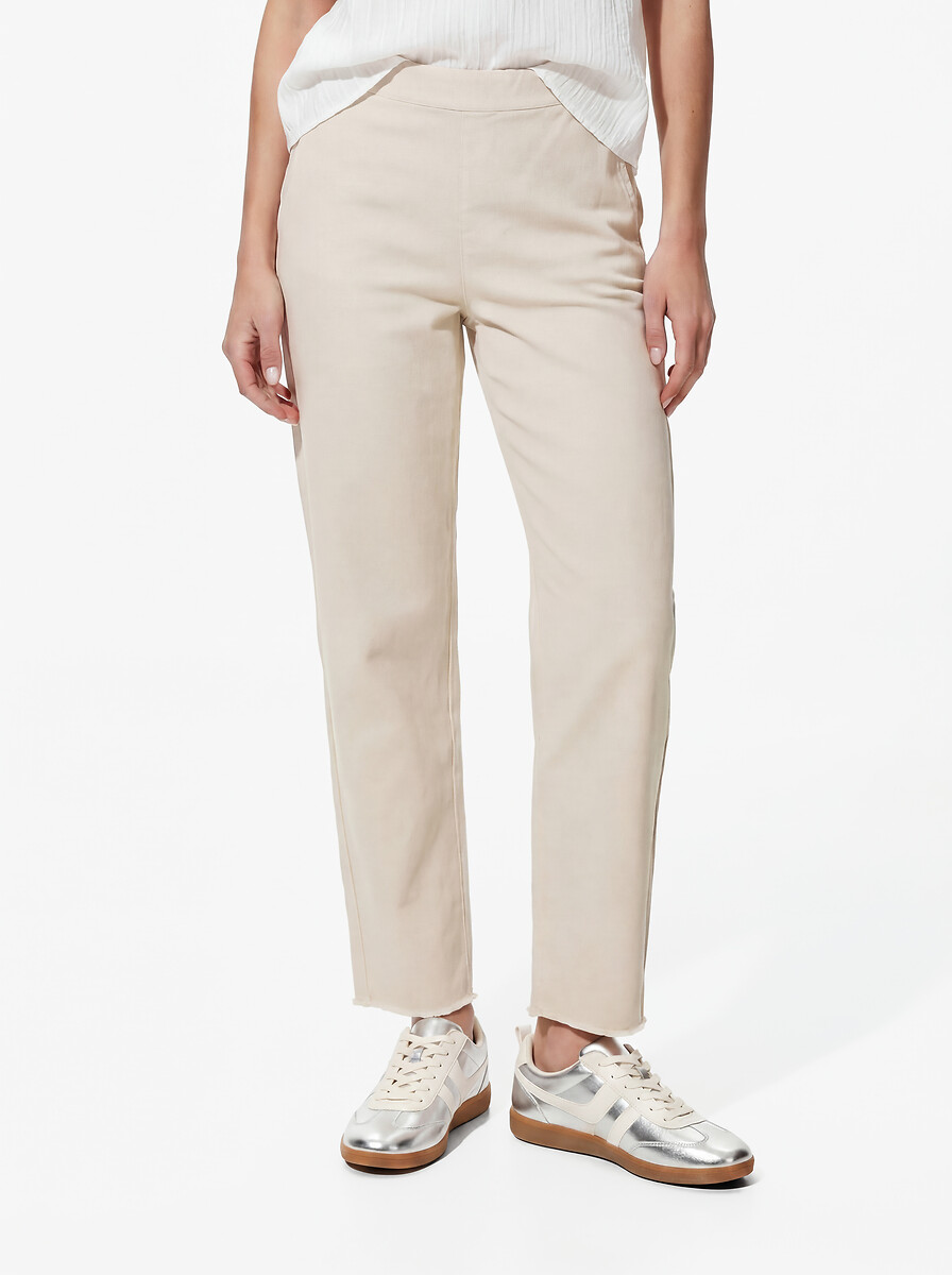 Pantalon droit frangé, taille haute, PIECES