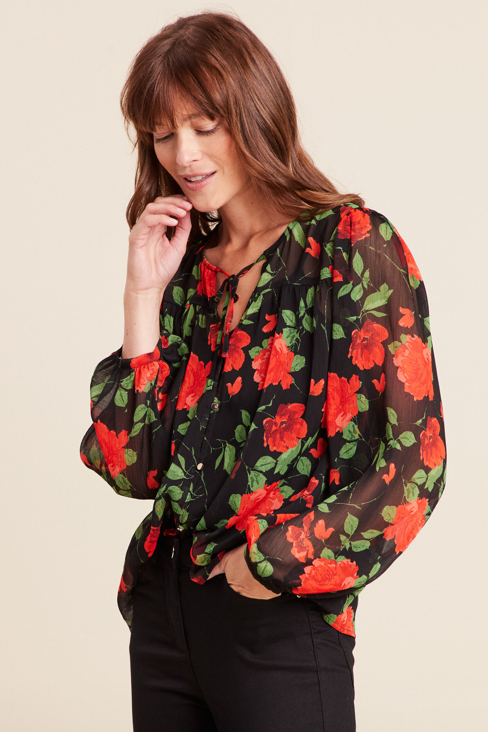 Blouse ample en voile col rond, BREAL