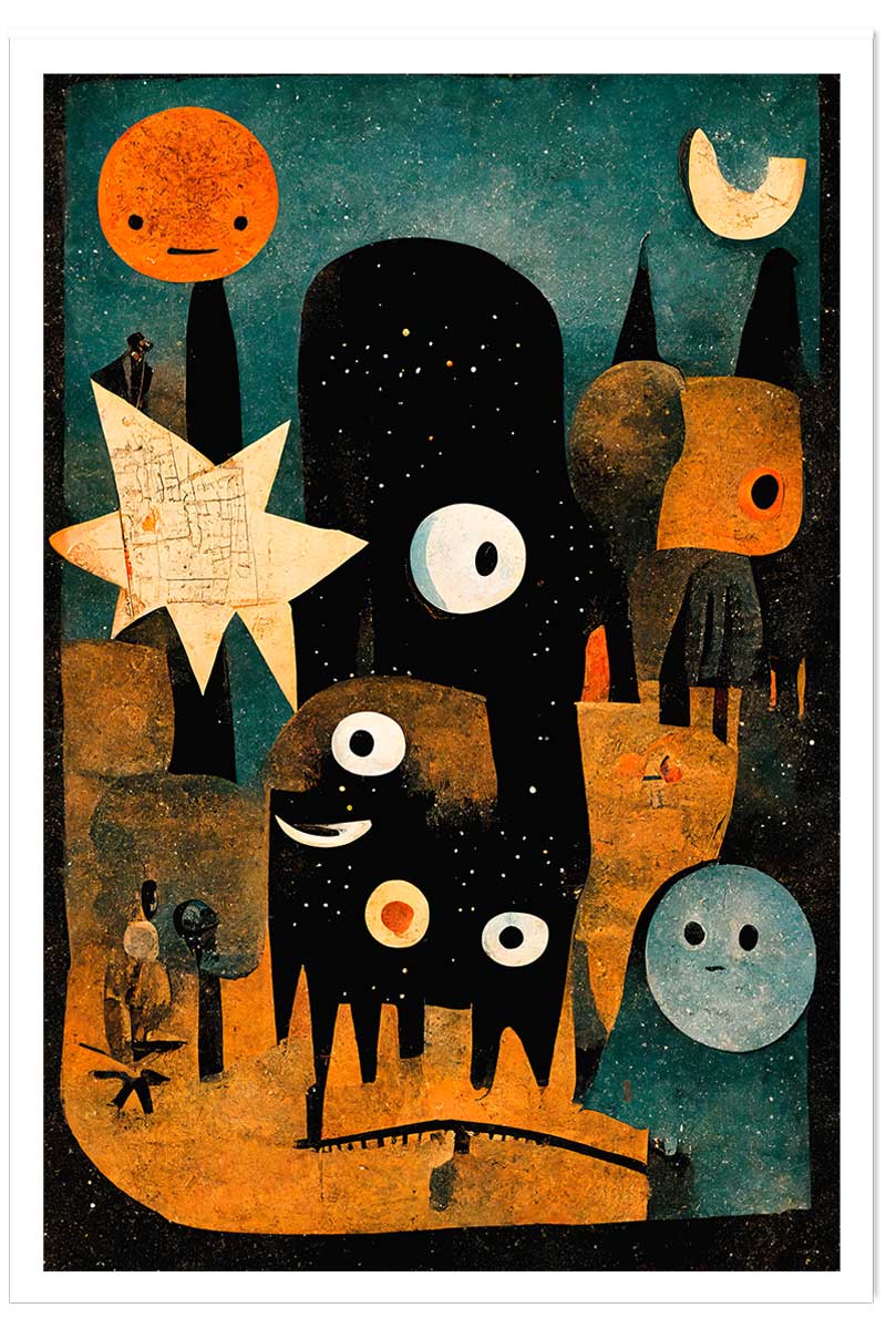 Affiche enfant la nuit des jeunes monstres, HEXOA