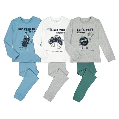 3er-Pack Pyjamas, Baumwolle LA REDOUTE COLLECTIONS