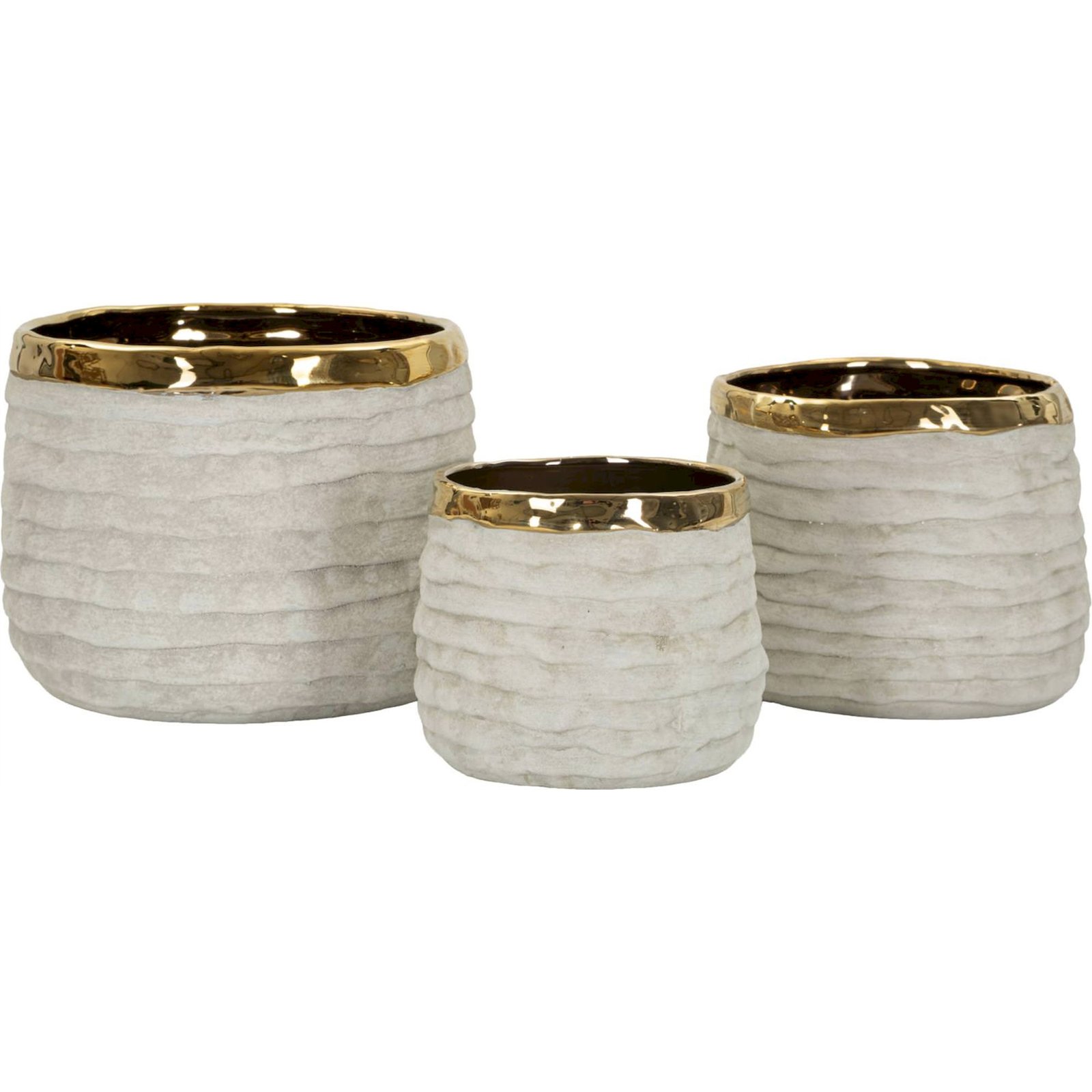 Cache-pots en céramique texturée lot de 3, RECOLLECTION