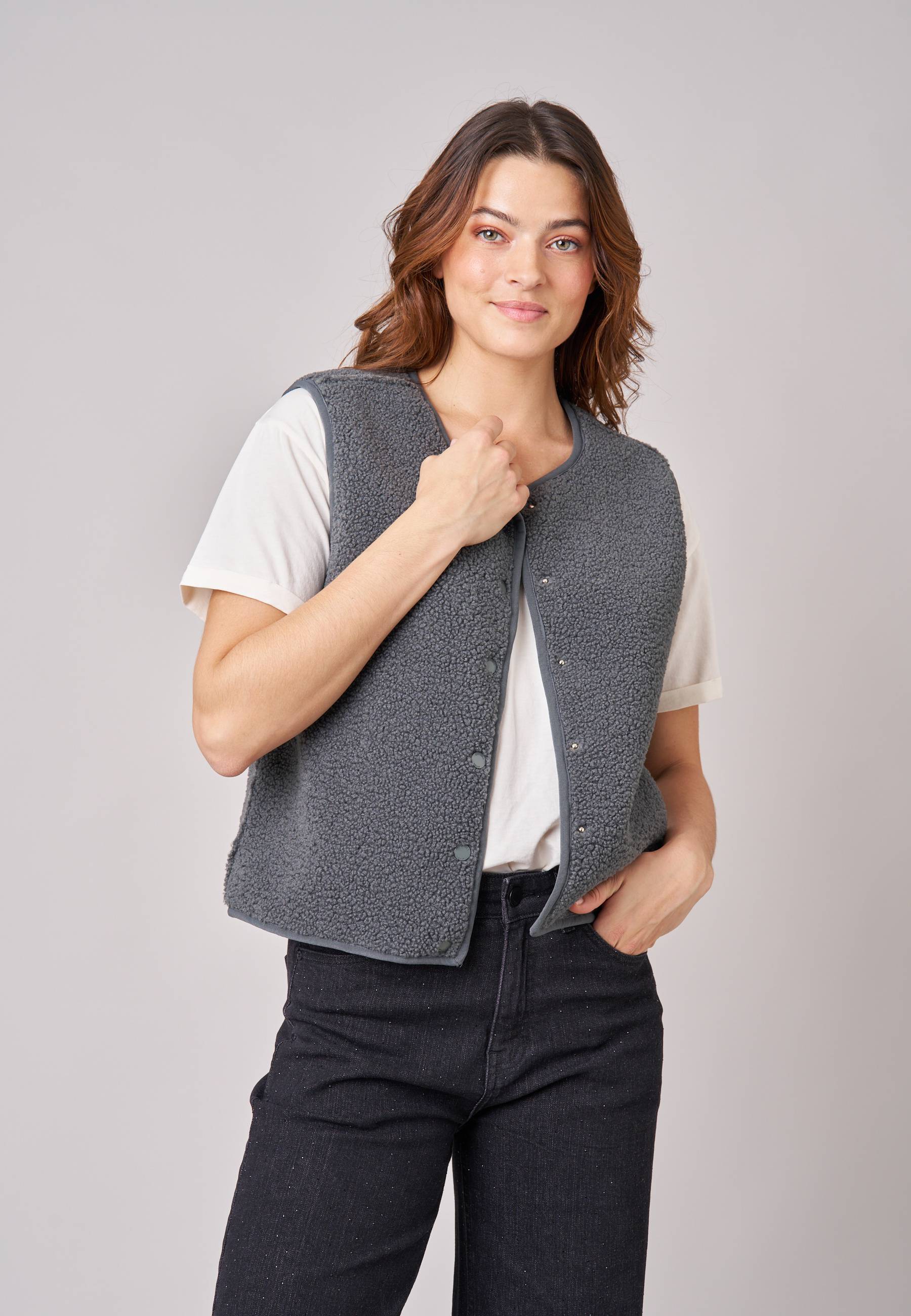 Gilet sans manches femme au toucher doux et texturé OLERA, DEELUXE