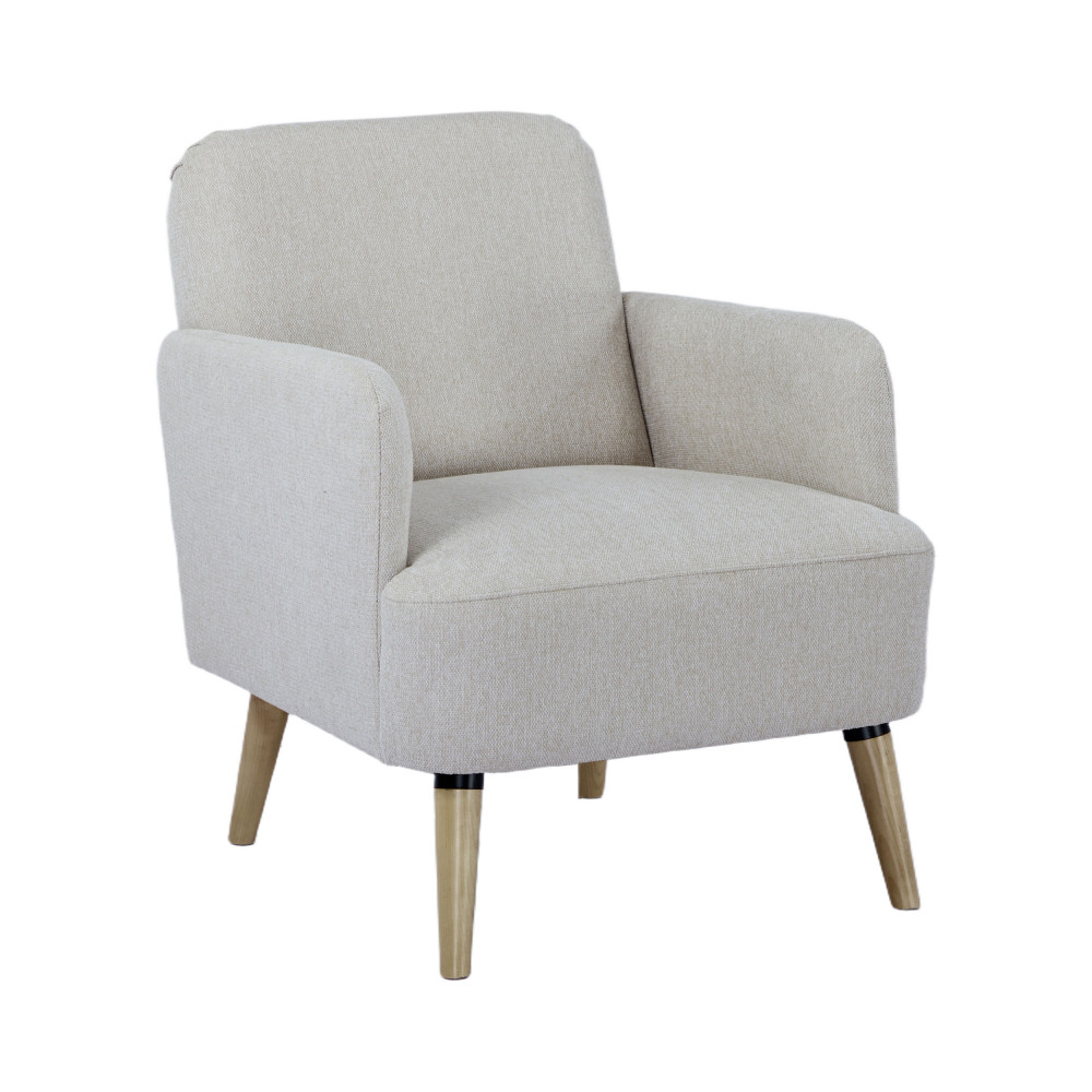 Fauteuil rétro en tissu pieds bois clair- BROOKS, DRAWER