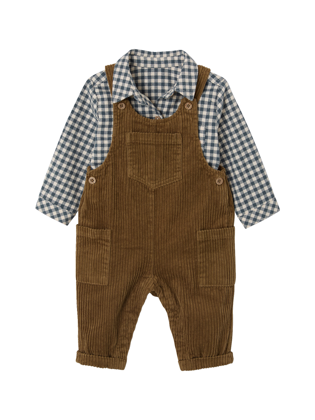 Ensemble salopette chemise, VERTBAUDET