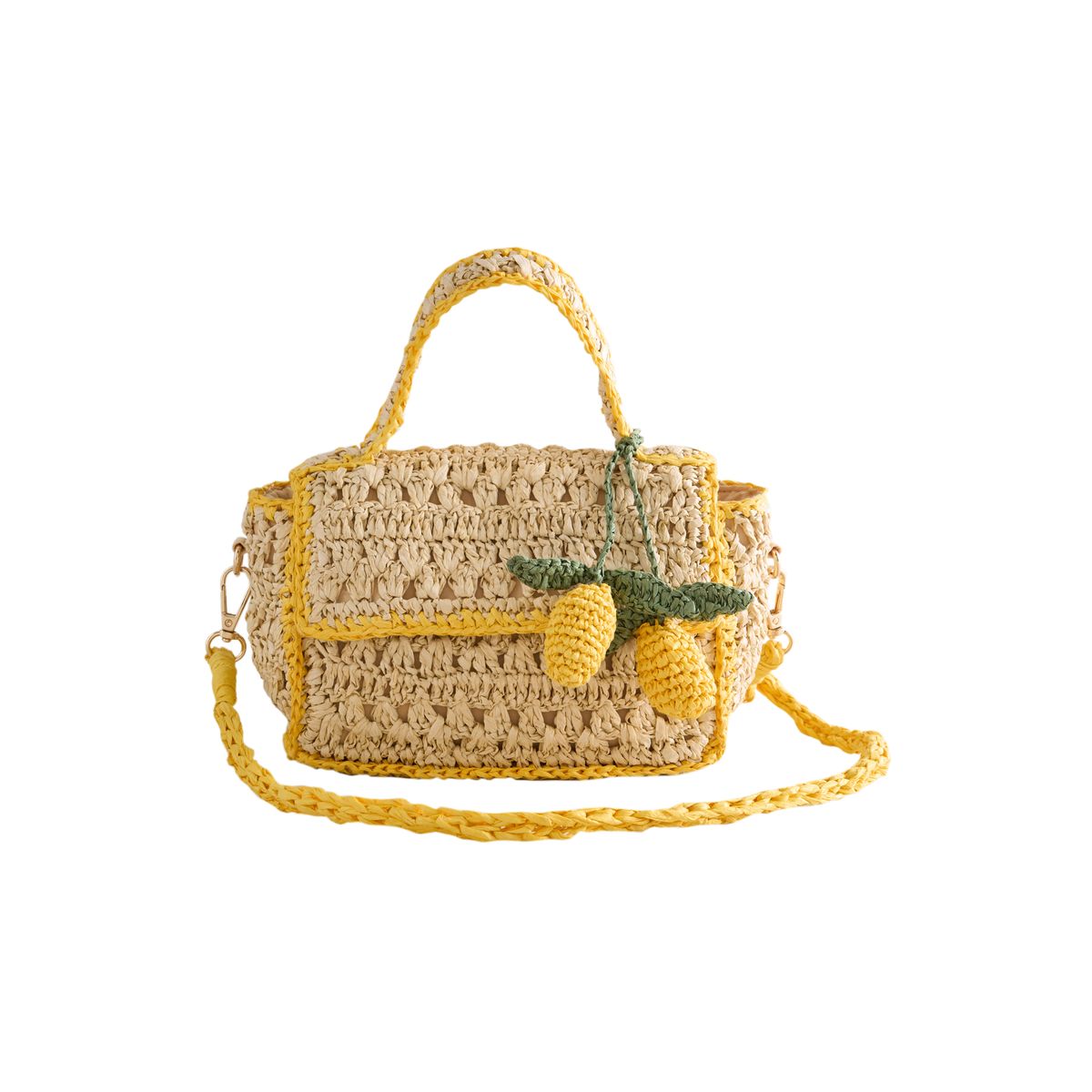 Sac aspect raphia à breloque et motif citron, NEXT
