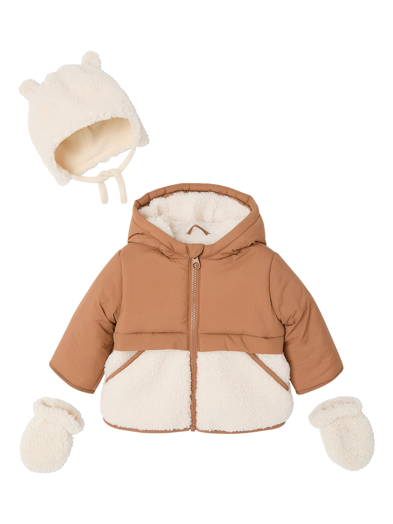 Doudoune avec bonnet et moufles, VERTBAUDET