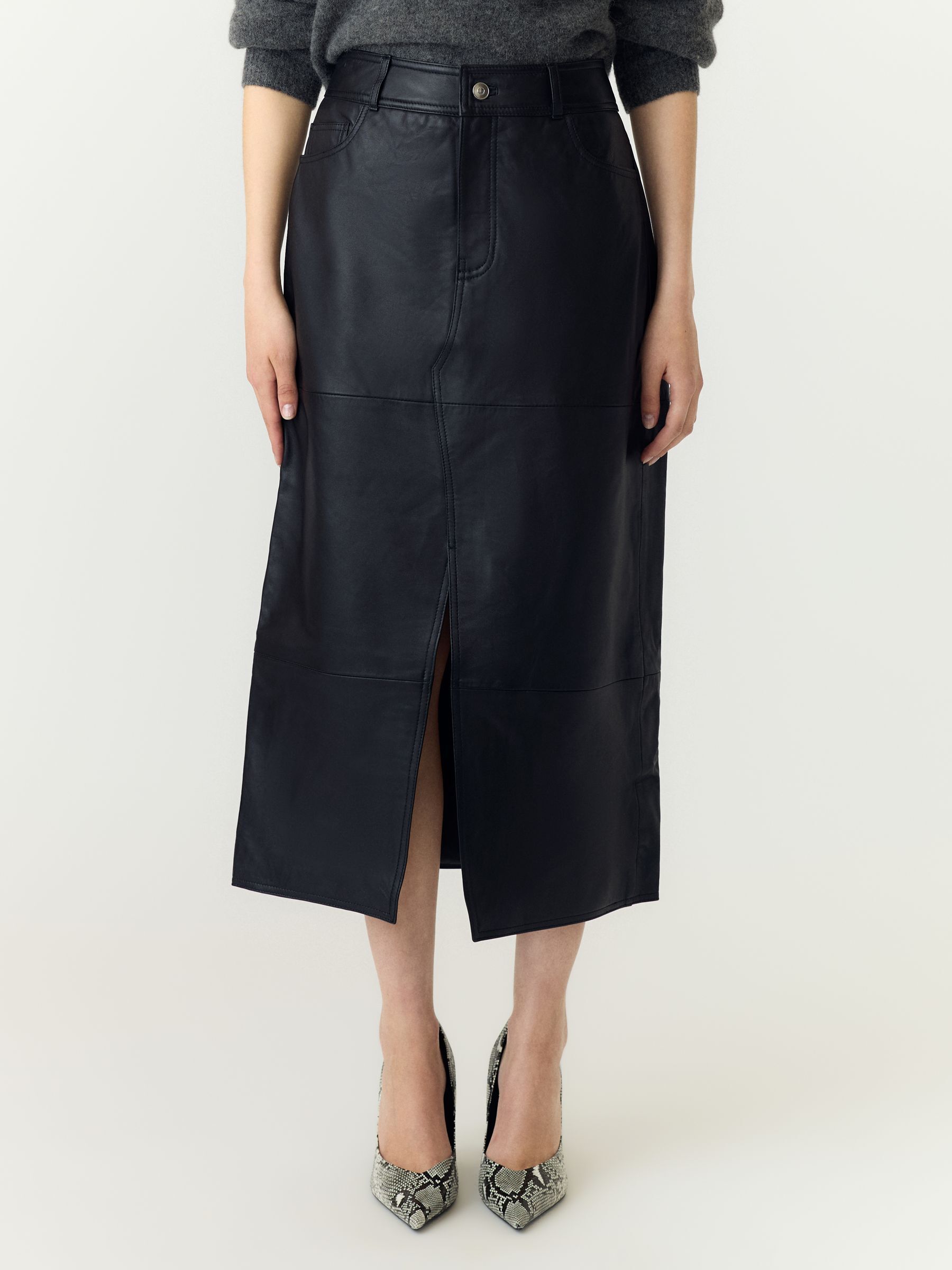 Jupe Mi-Longue En Cuir, YAS